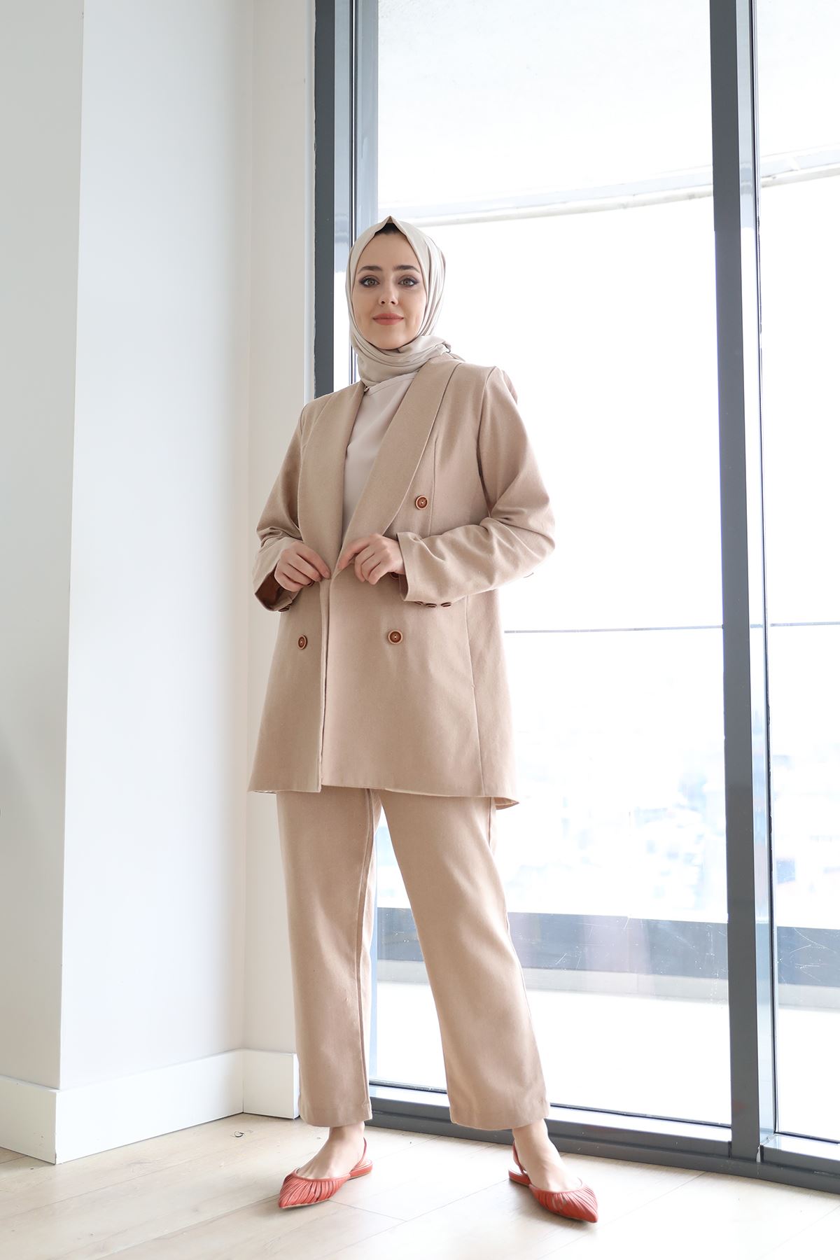 Keten Pantolon Takım-Taş