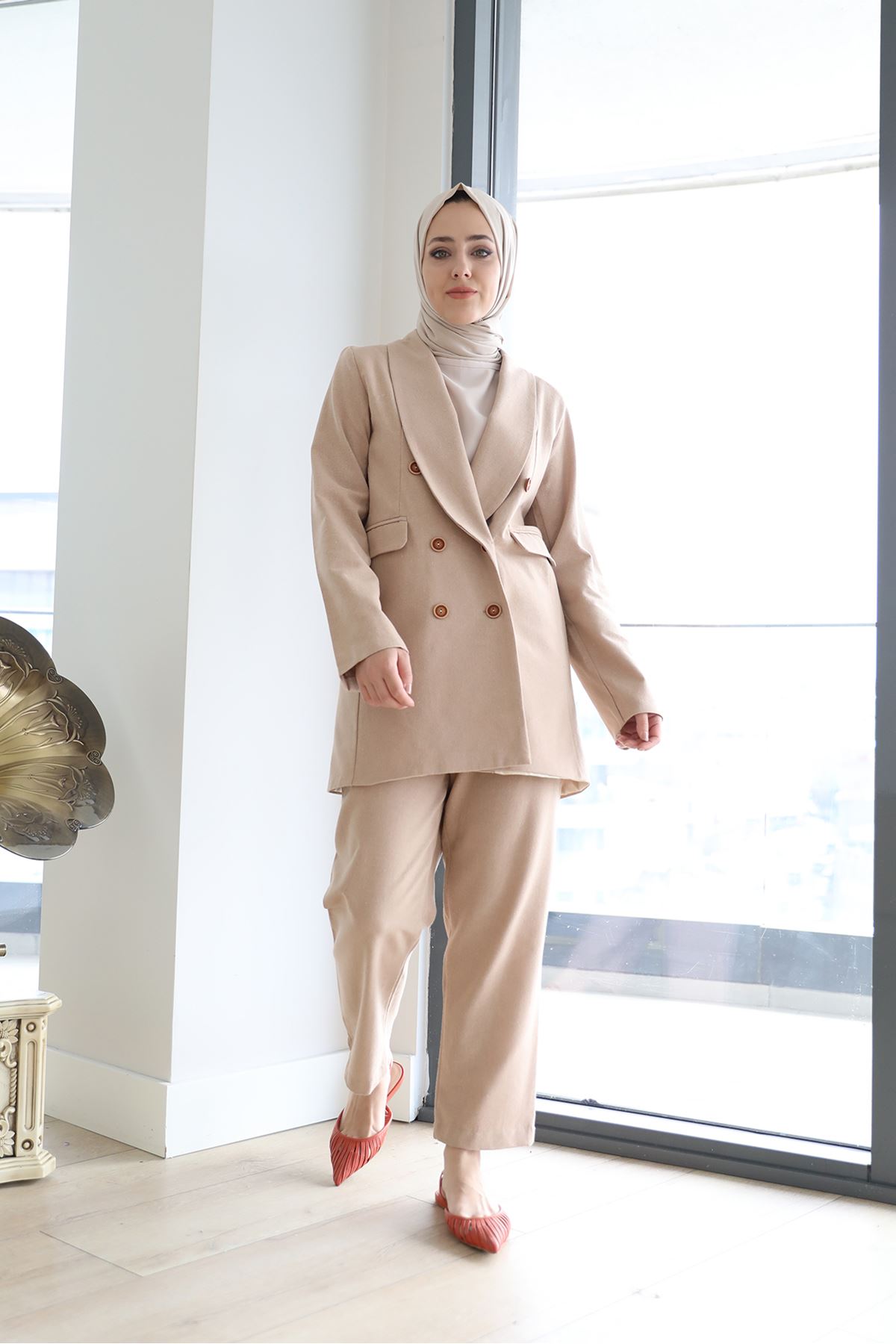 Keten Pantolon Takım-Taş