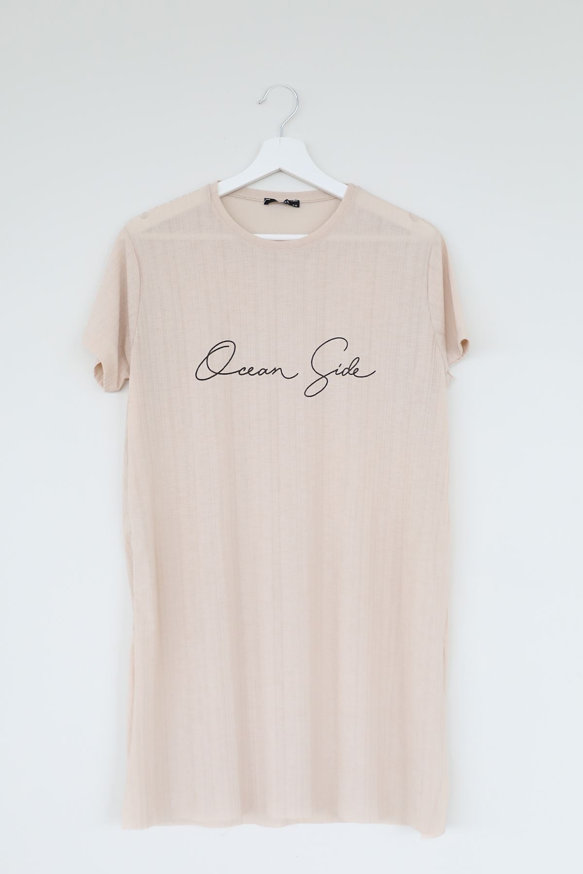 Dream Side Baskılı T-shirt-Bej