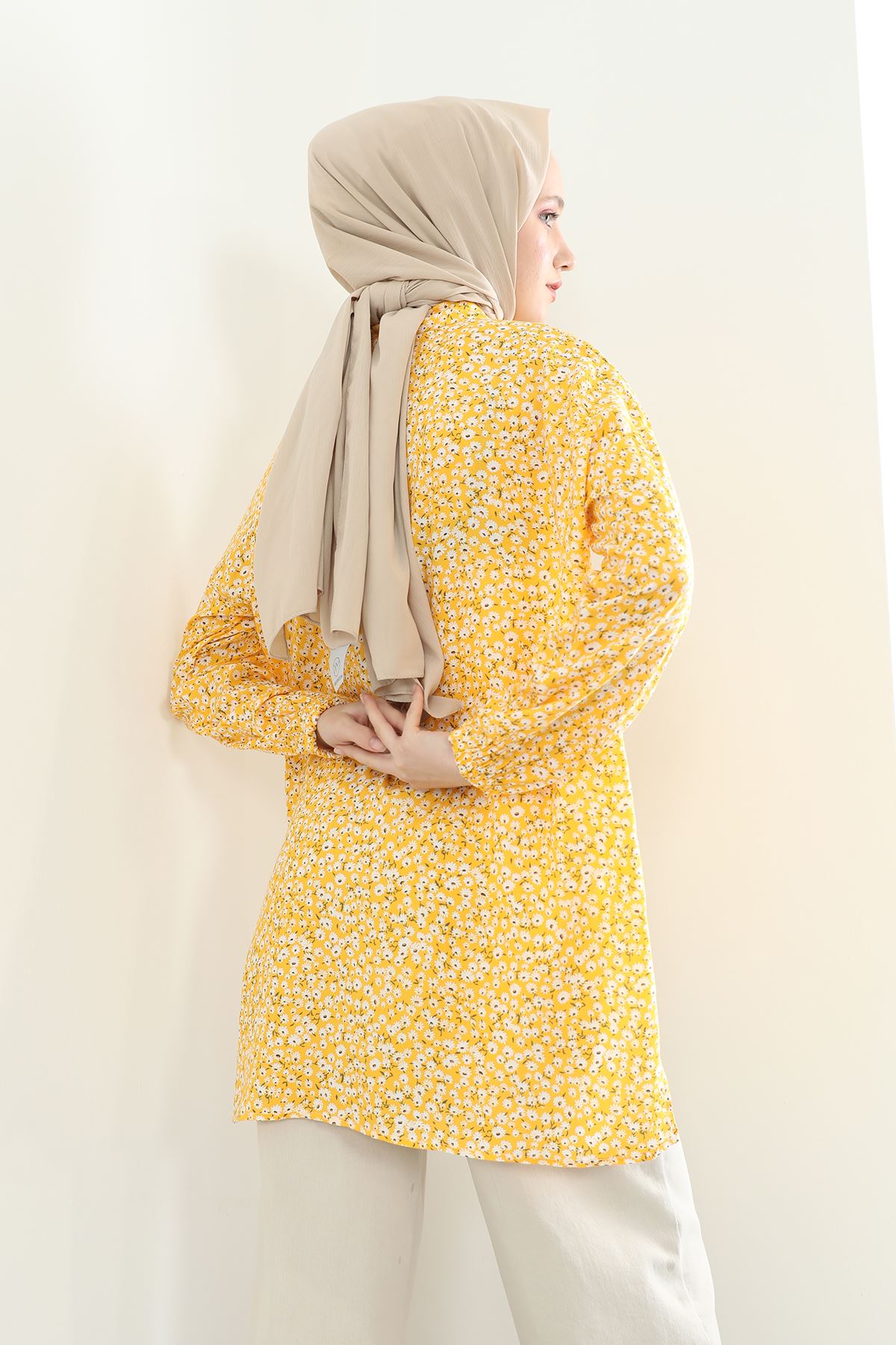 Papatya Desen Gömlek-Hardal