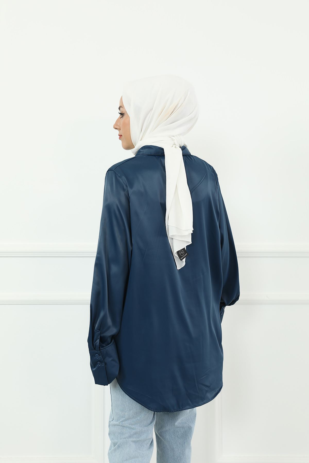 Saten Gömlek-Lacivert