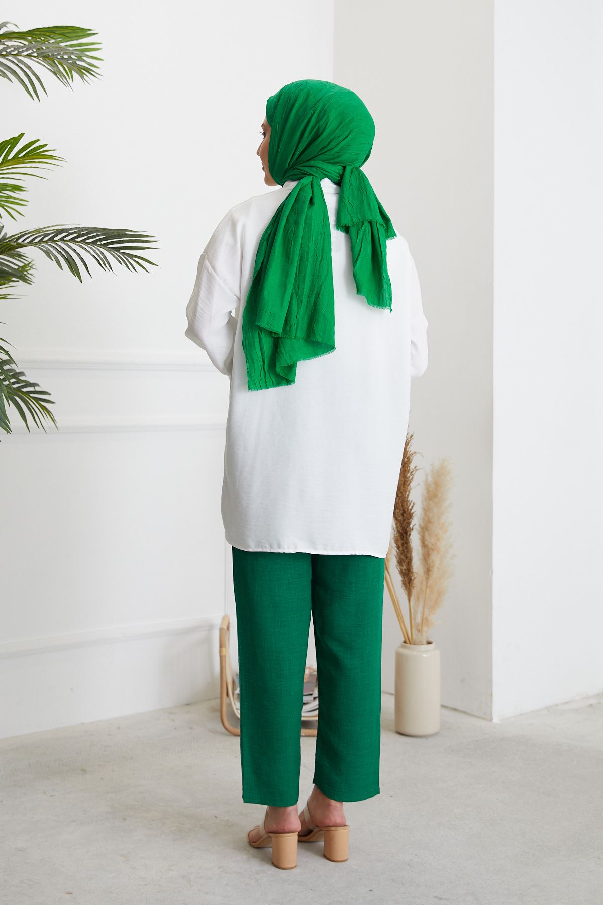 Keten Pantolon-Zümrüt Yeşili