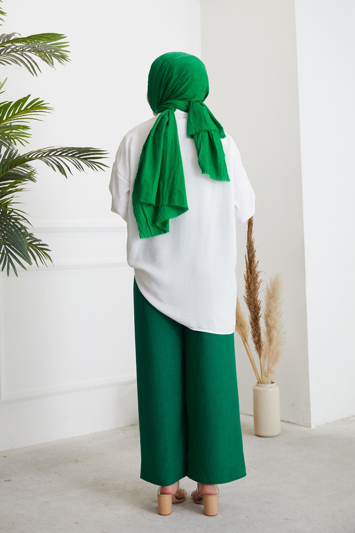 Bol Paça Geniş Pantolon-Zümrüt Yeşili