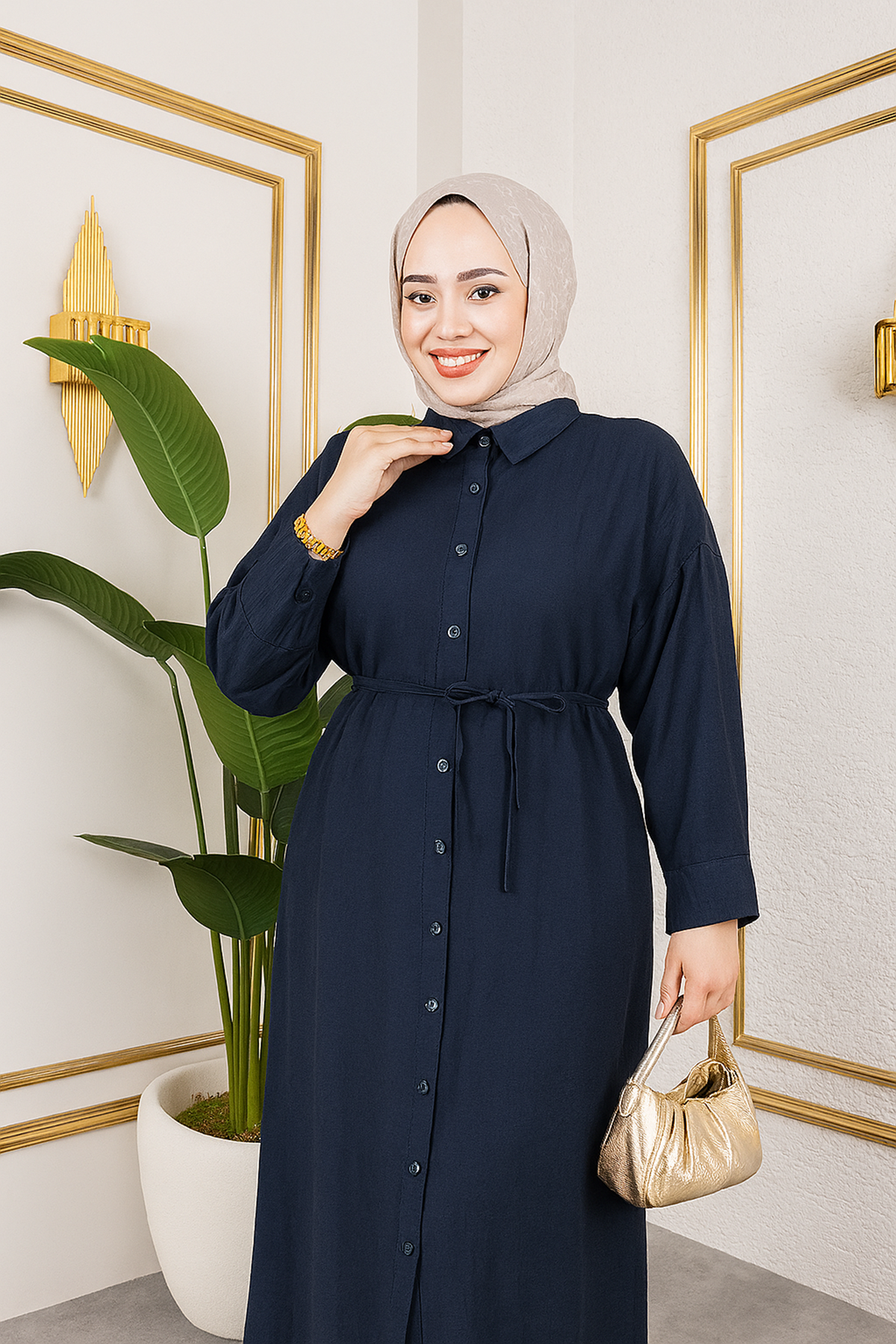 Pat Detay Elbise-Lacivert