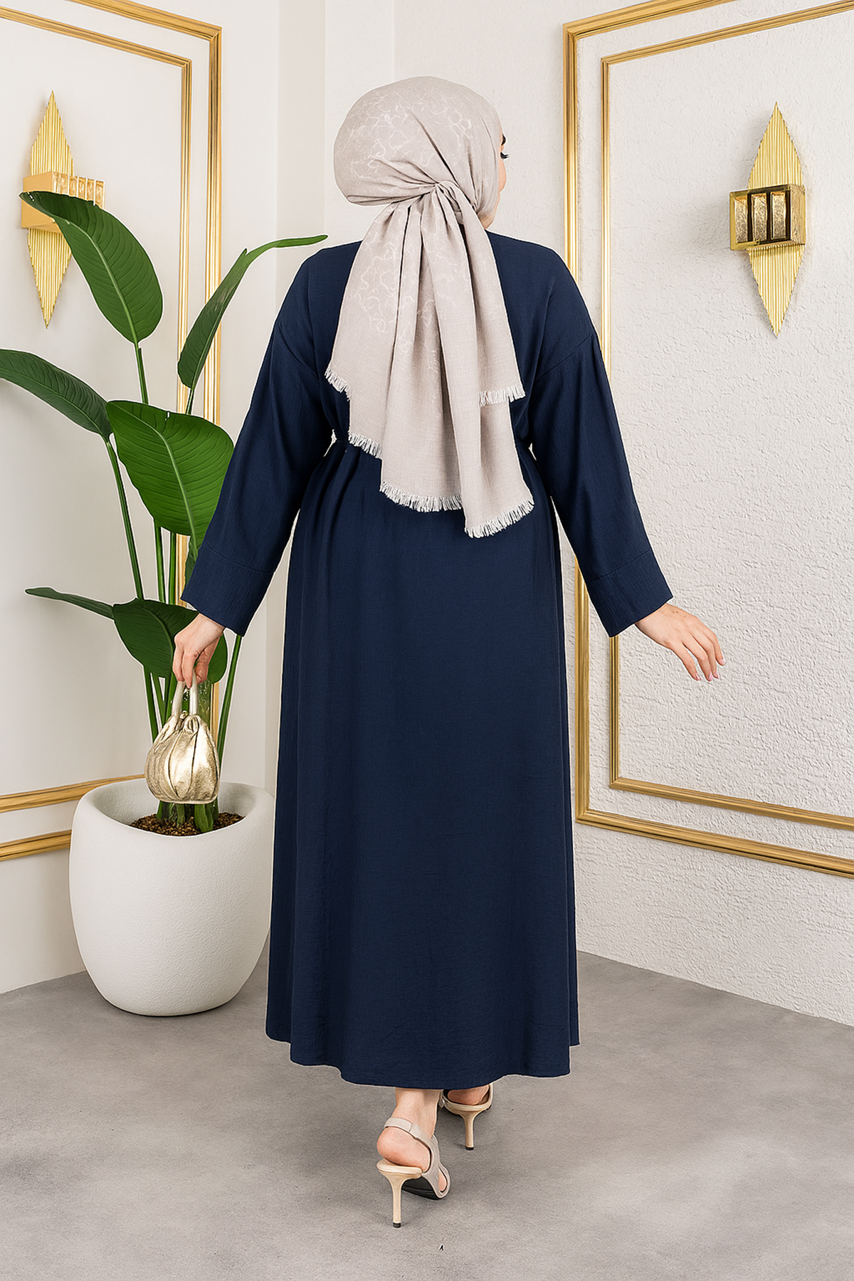 Pat Detay Elbise-Lacivert