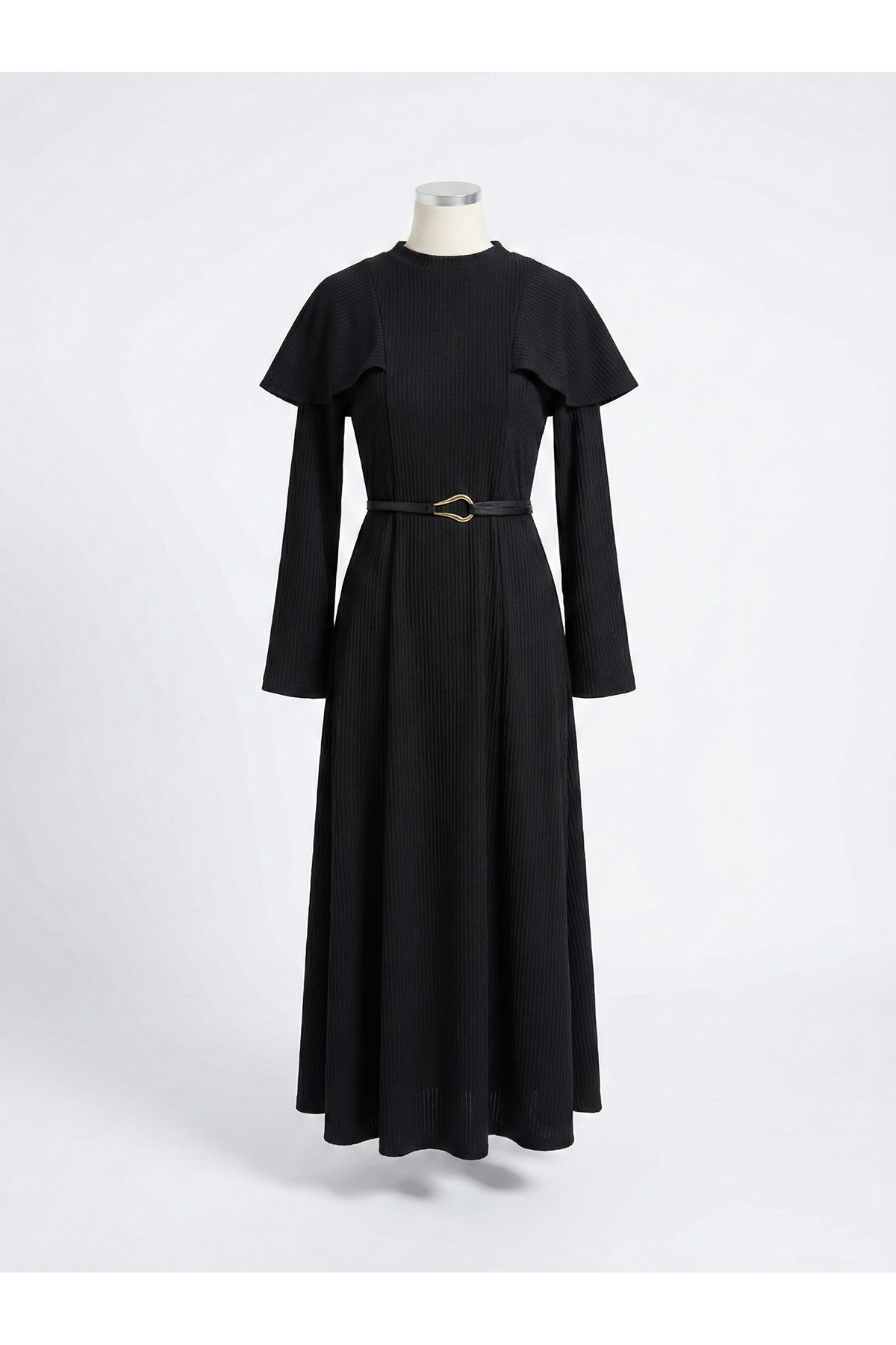 Omuzlar Aller Detay Elbise-Siyah