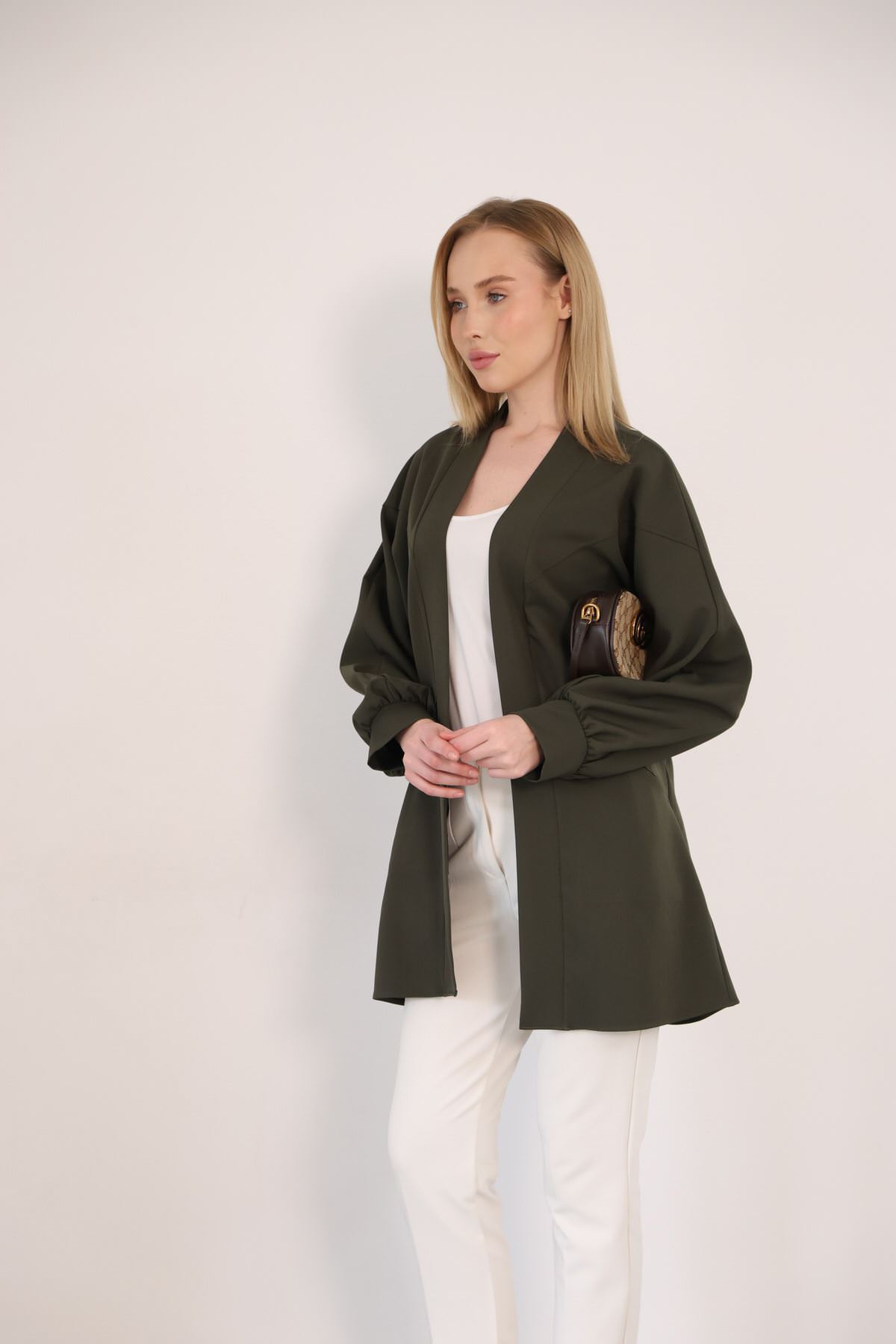 Cep Detay Atlas Hırka-Haki