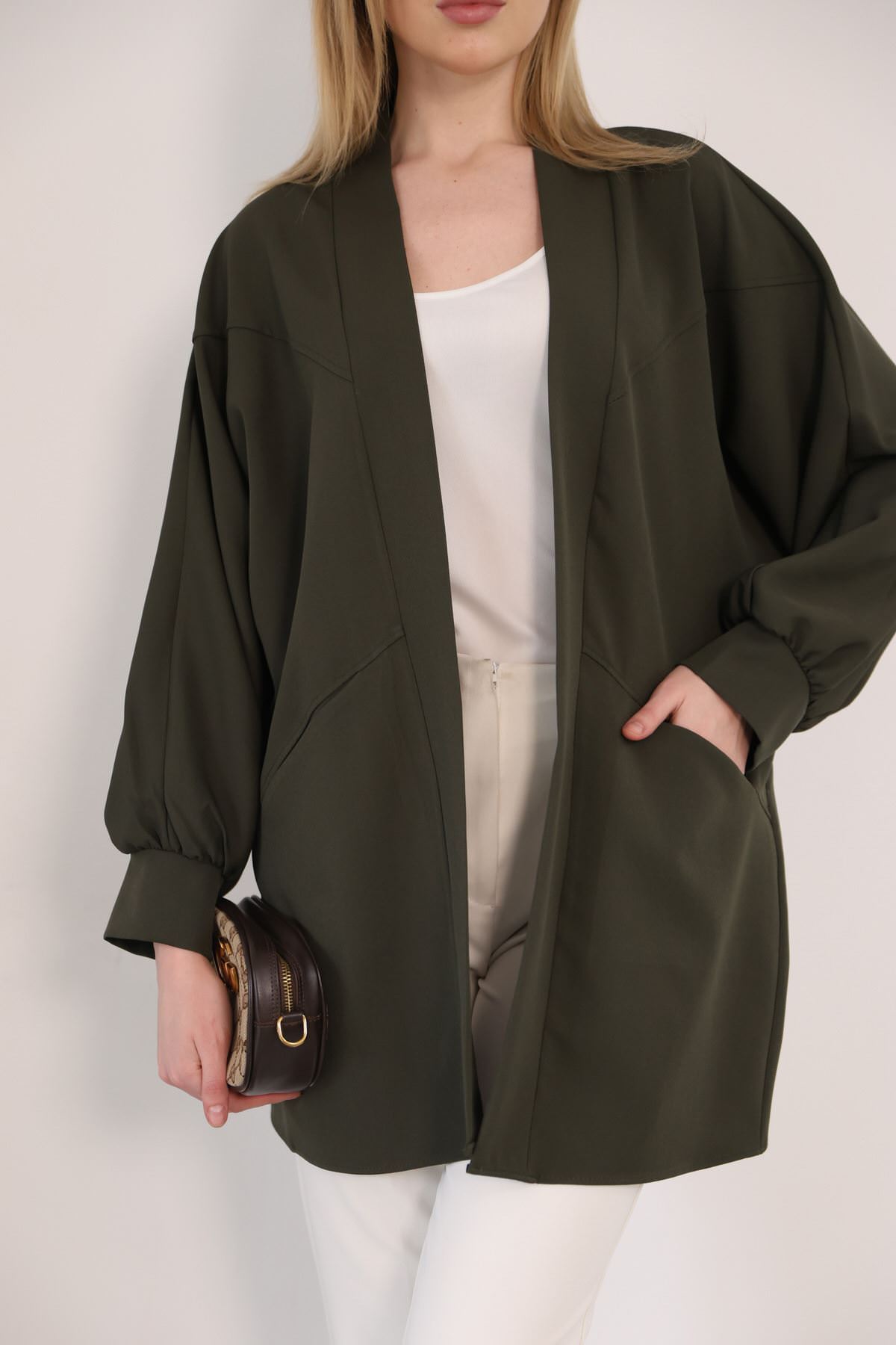 Cep Detay Atlas Hırka-Haki