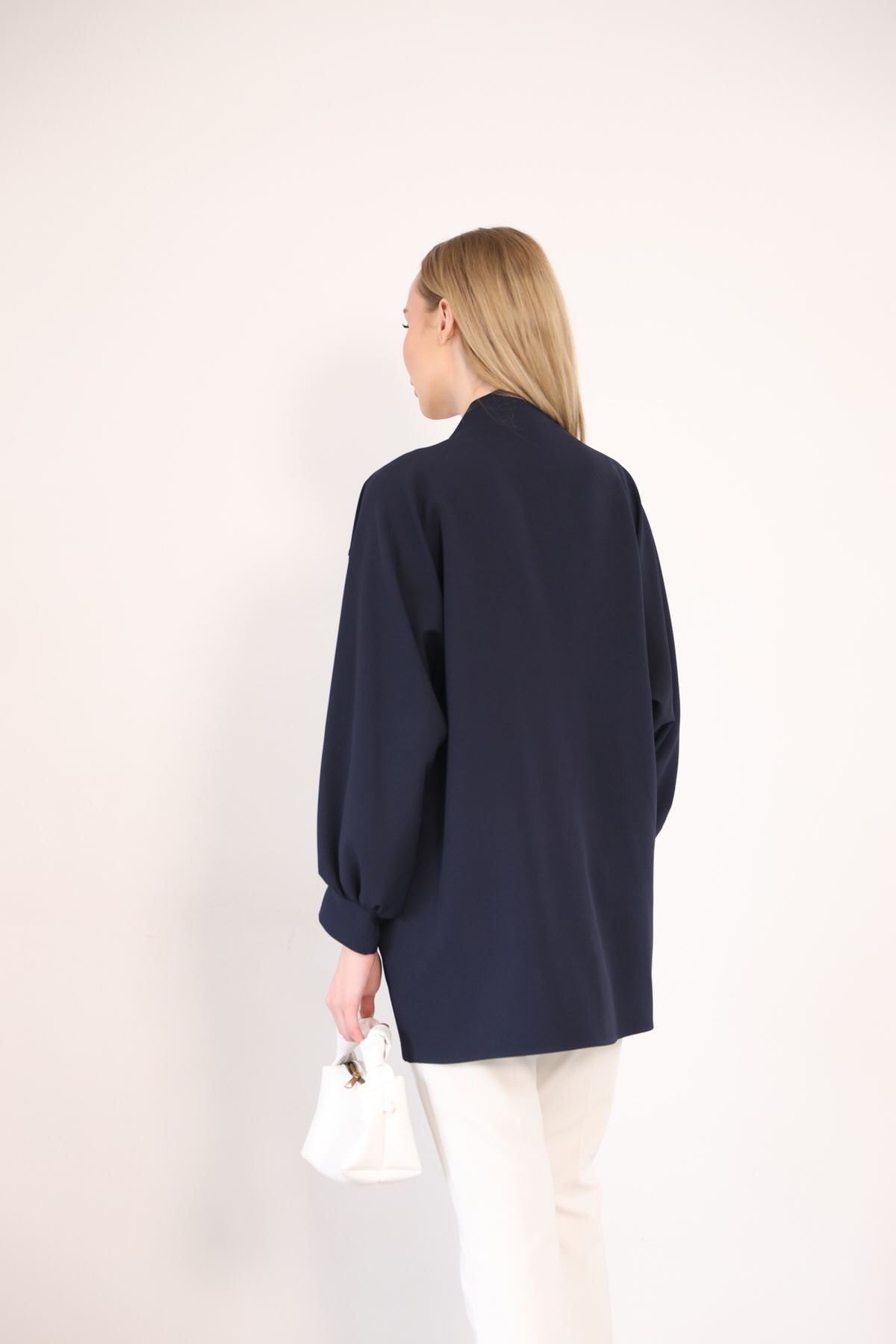 Cep Detay Atlas Hırka-Lacivert