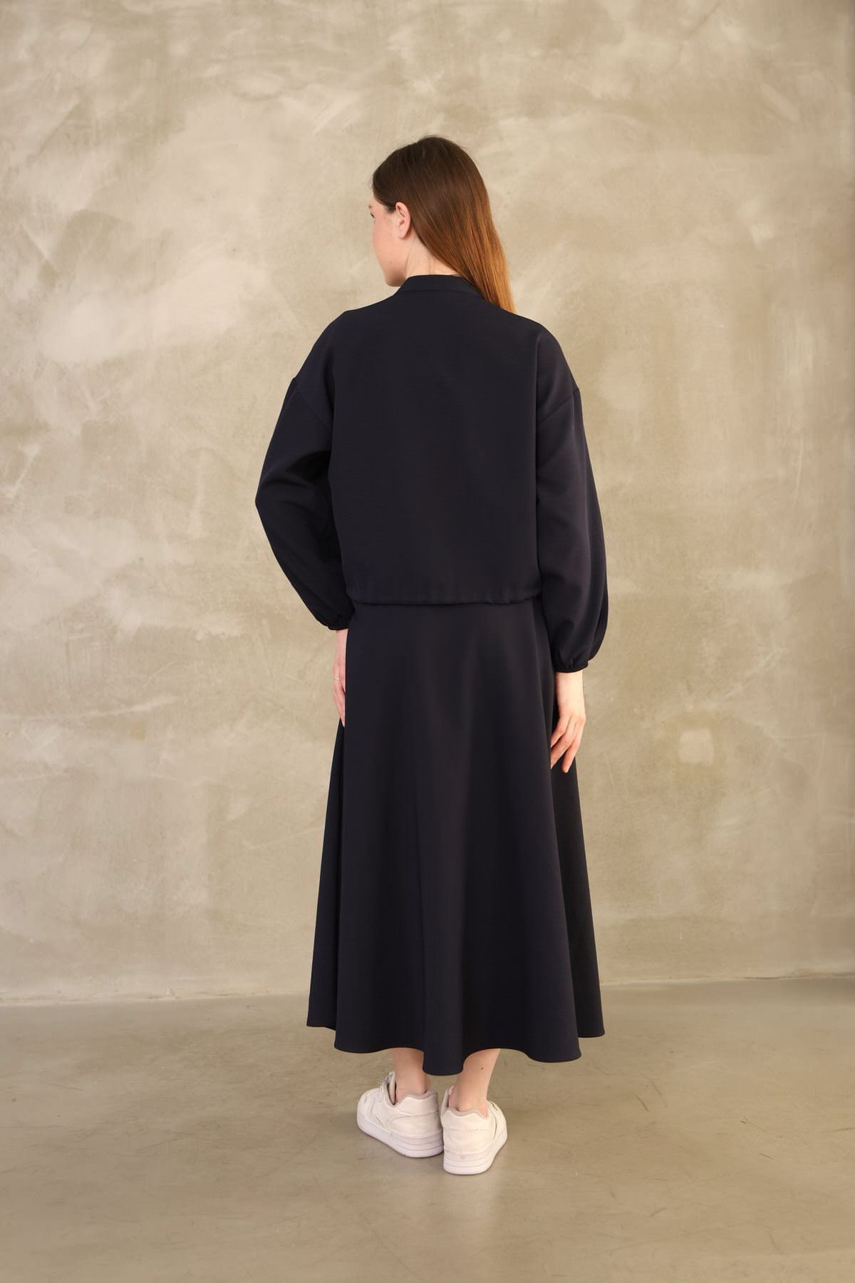 Üç Bağcıklı Etekli Takım-Lacivert