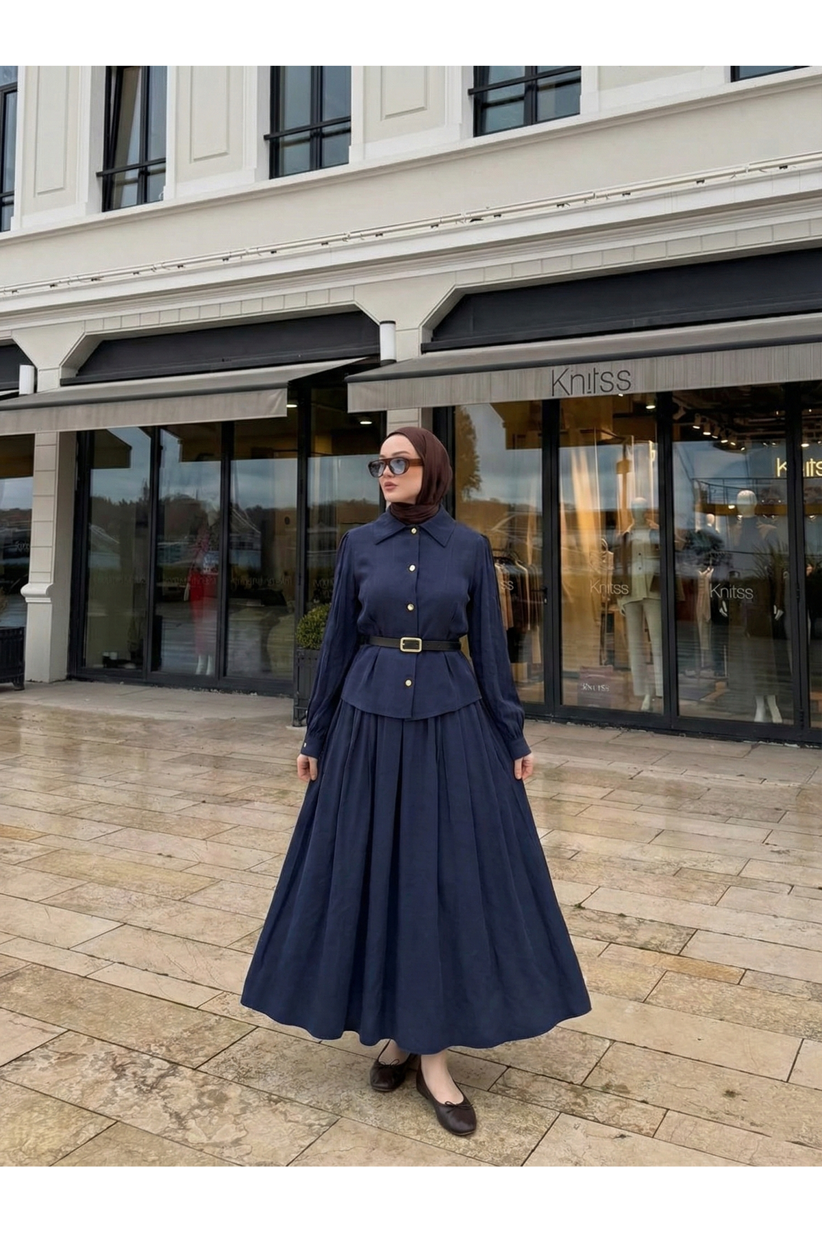 Ön Arka Pensli Etekli Takım-Lacivert