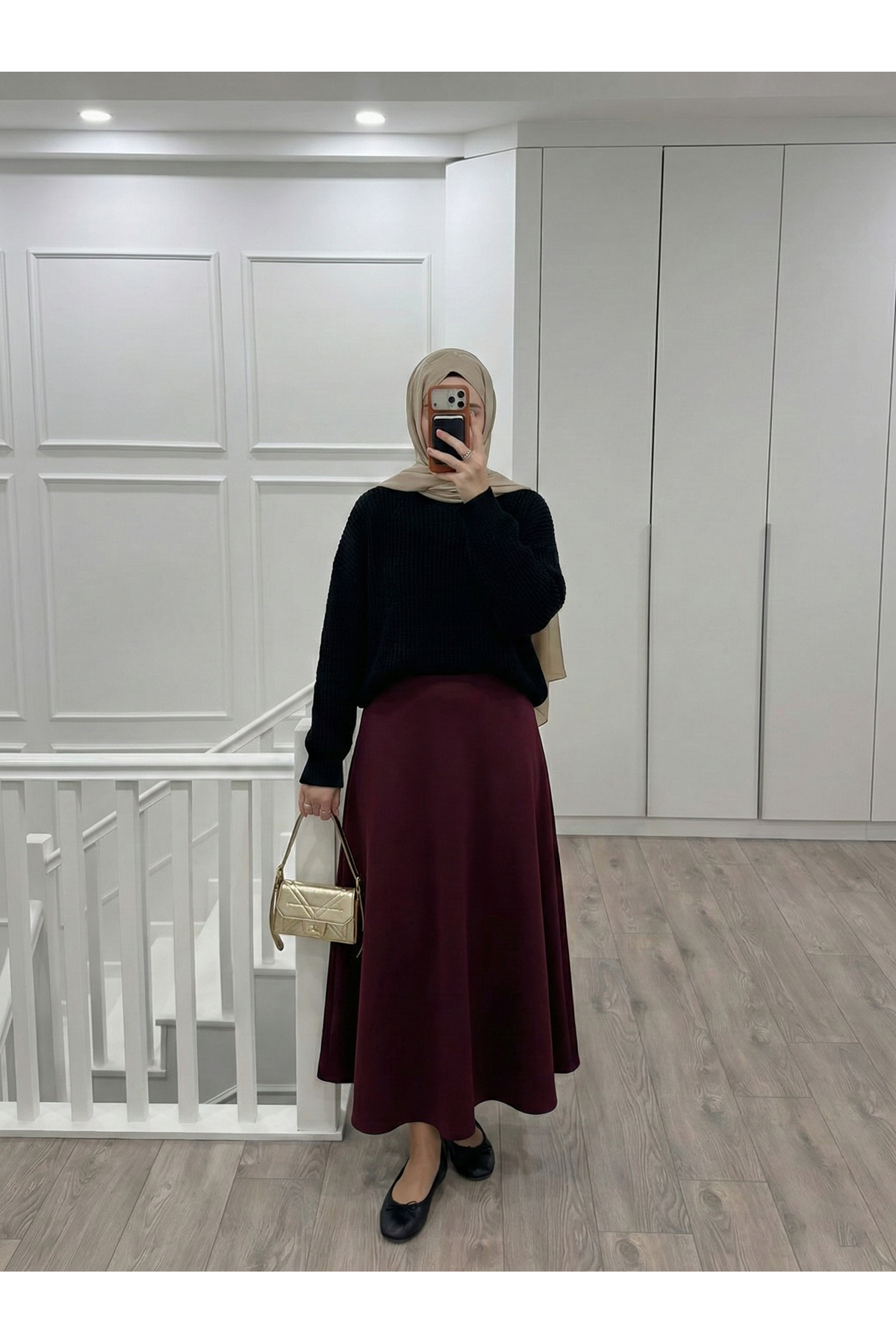 Scuba Verev Etek-Bordo