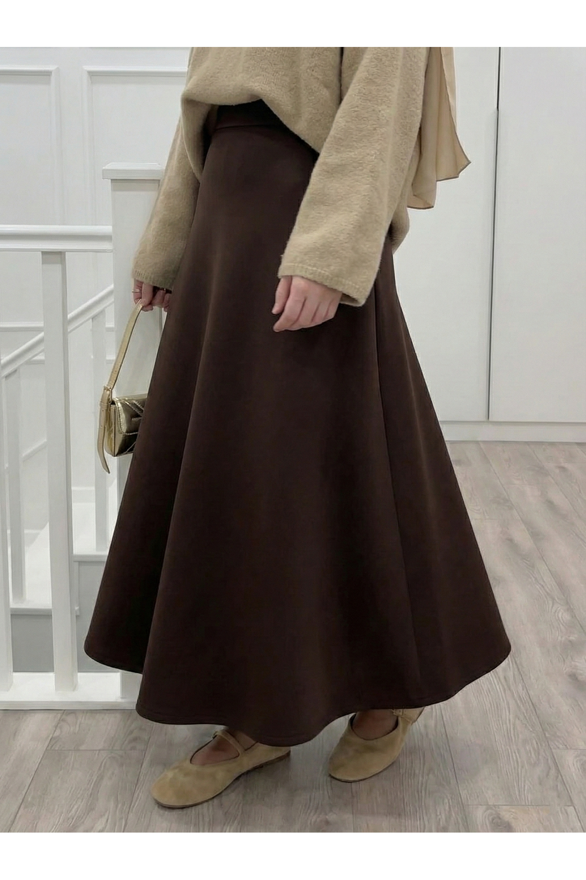 Scuba Verev Etek-Kahve