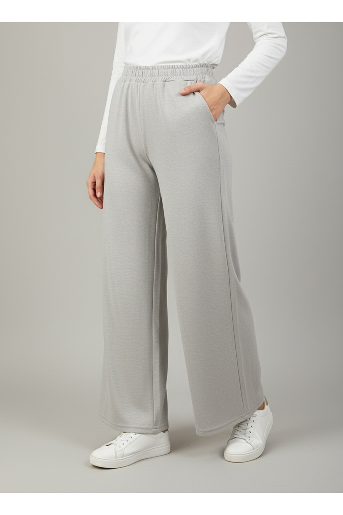 Düz Paça Modal Pantolon-Taş
