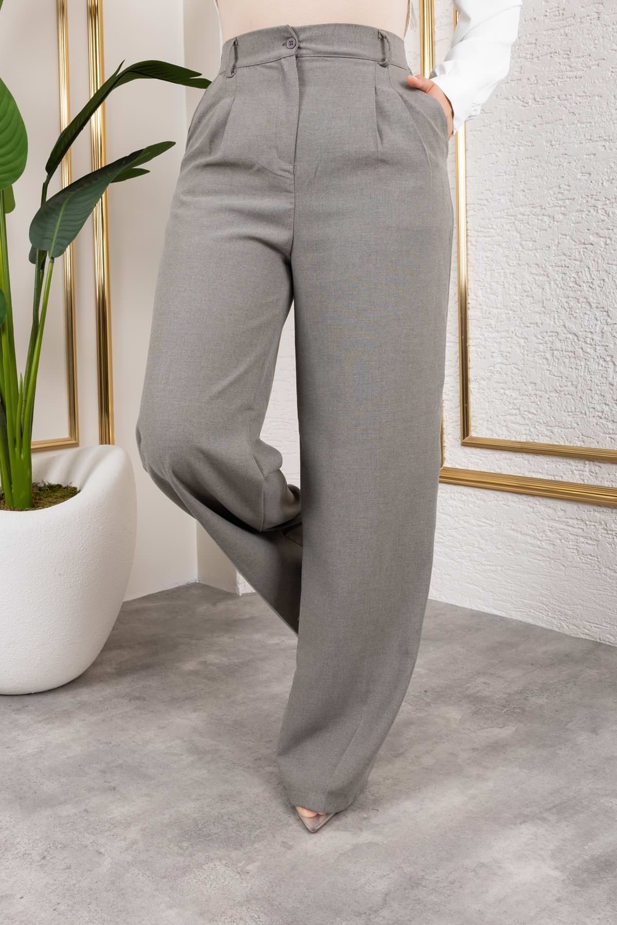 Pile Detay Poliviskon Palazzo Pantolon-Antrasit