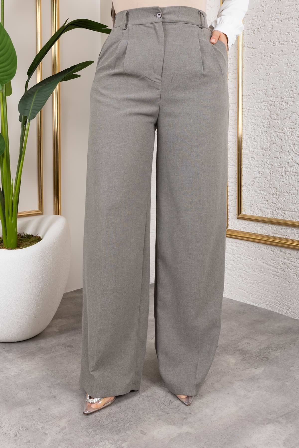 Pile Detay Poliviskon Palazzo Pantolon-Antrasit