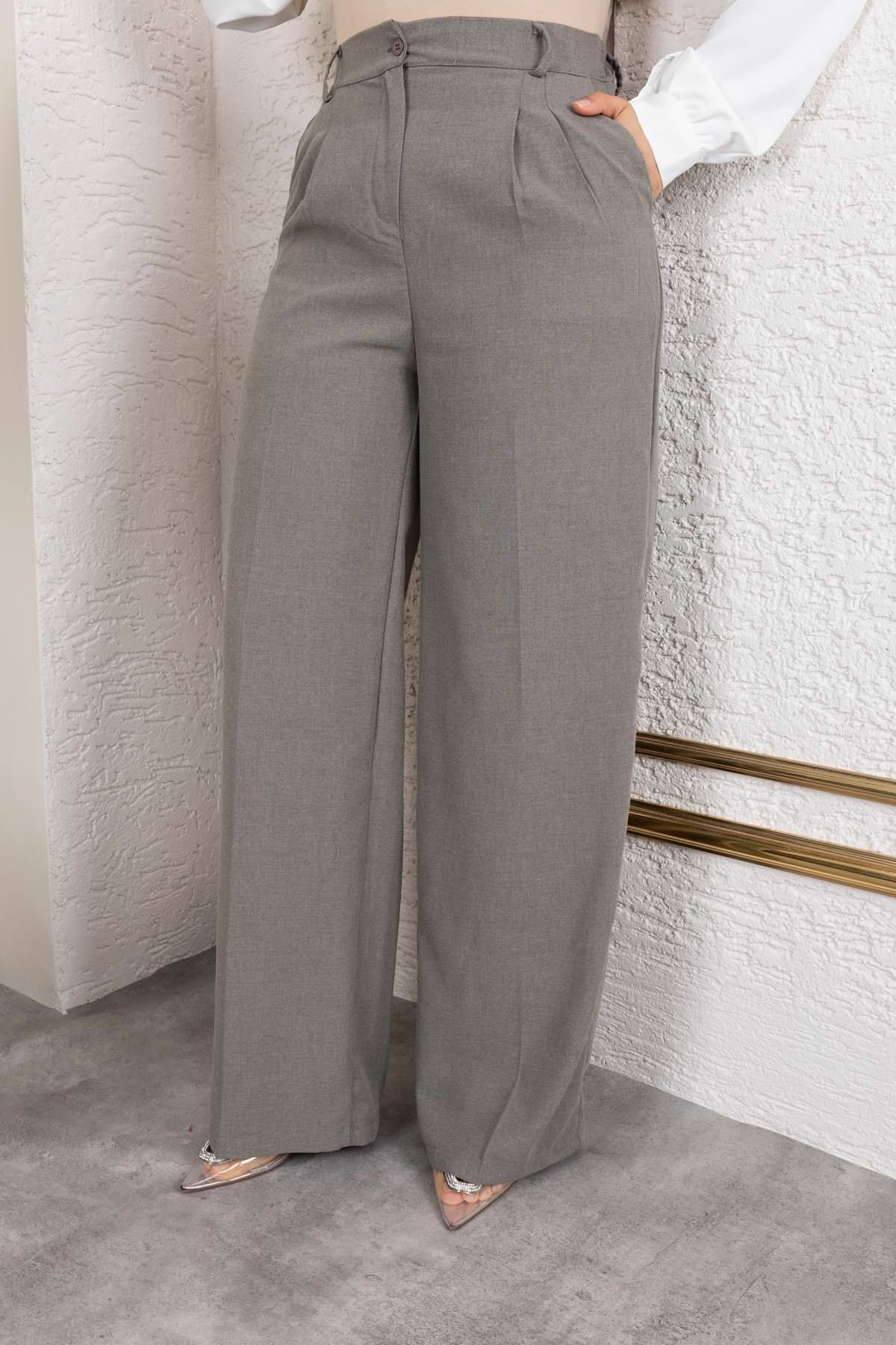 Pile Detay Poliviskon Palazzo Pantolon-Antrasit