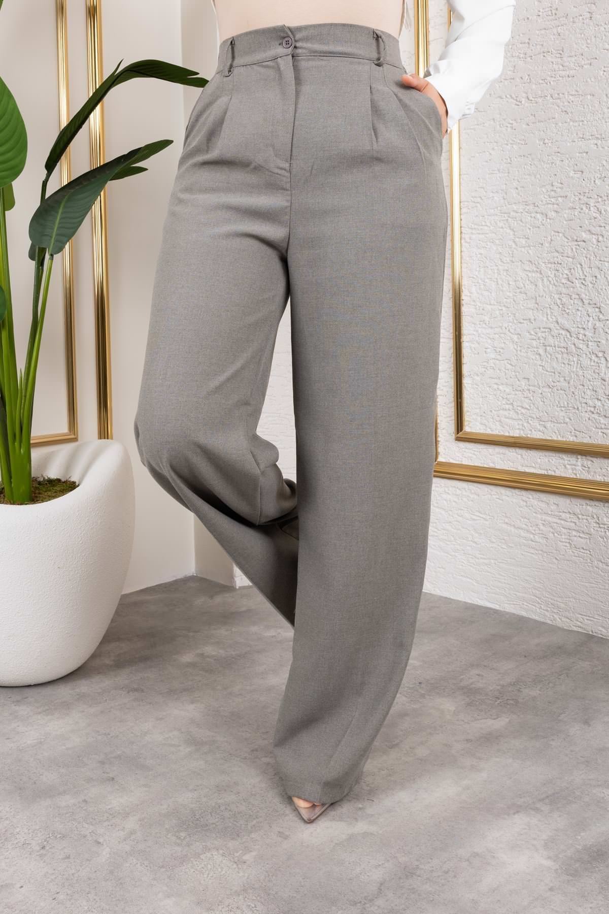 Pile Detay Poliviskon Palazzo Pantolon-Antrasit