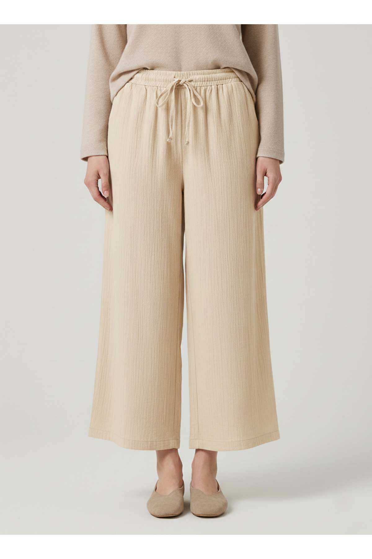 Cepli İp Detay Pantolon-Taş