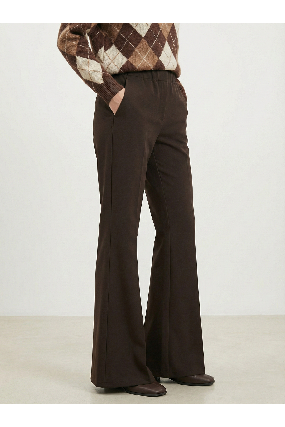 İspanyol Paça Atlas  Pantolon-Kahve