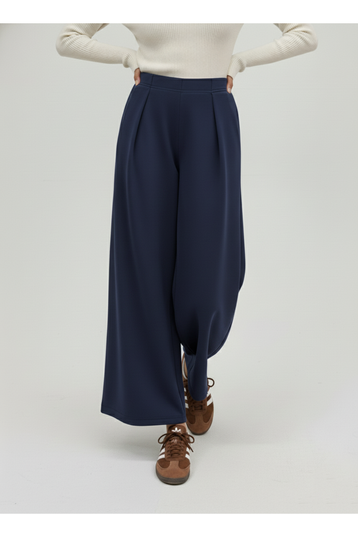 Pileli Bol  Pantolon-Lacivert