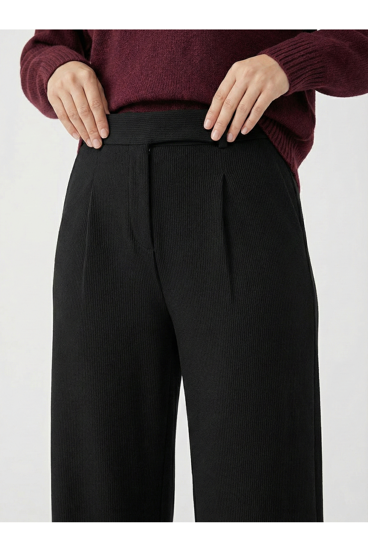 Cırt Bantlı Pantolon-Siyah