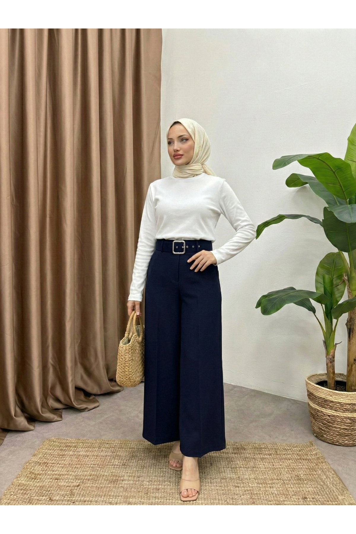 Kemer Detay Pantolon-Lacivert
