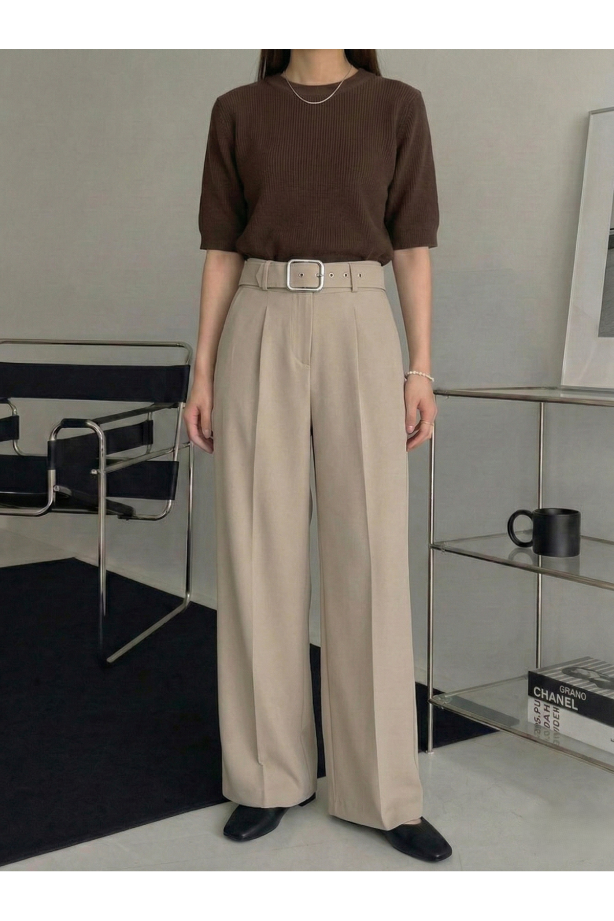 Kemer Detay Pantolon-Taş