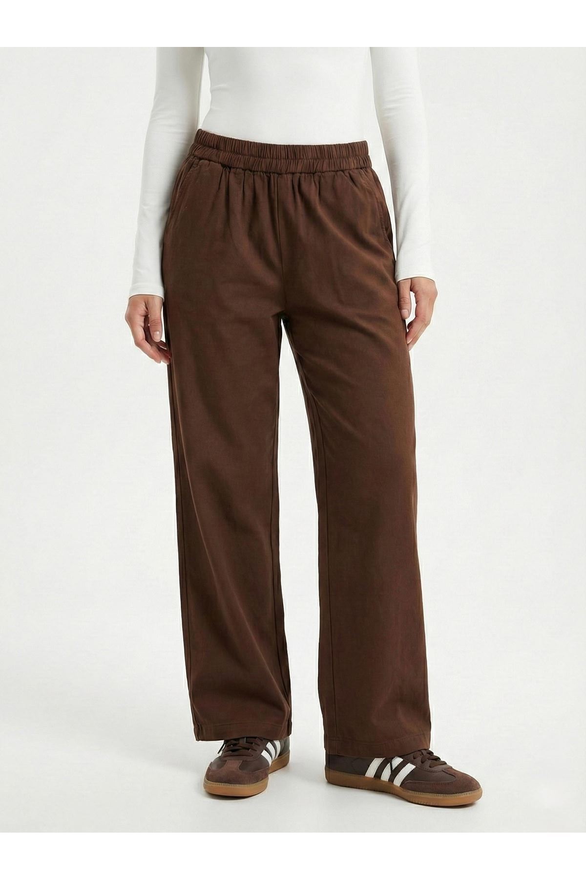 Cep Detay Pantolon-Kahve