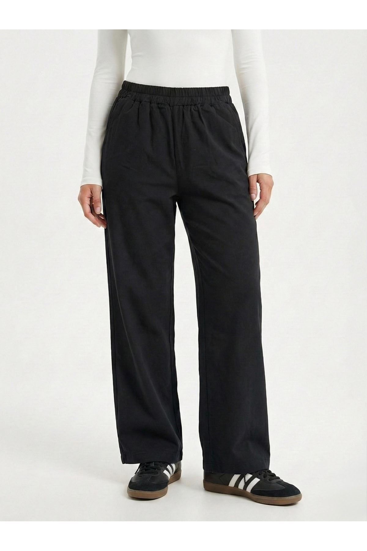 Cep Detay Pantolon-Siyah