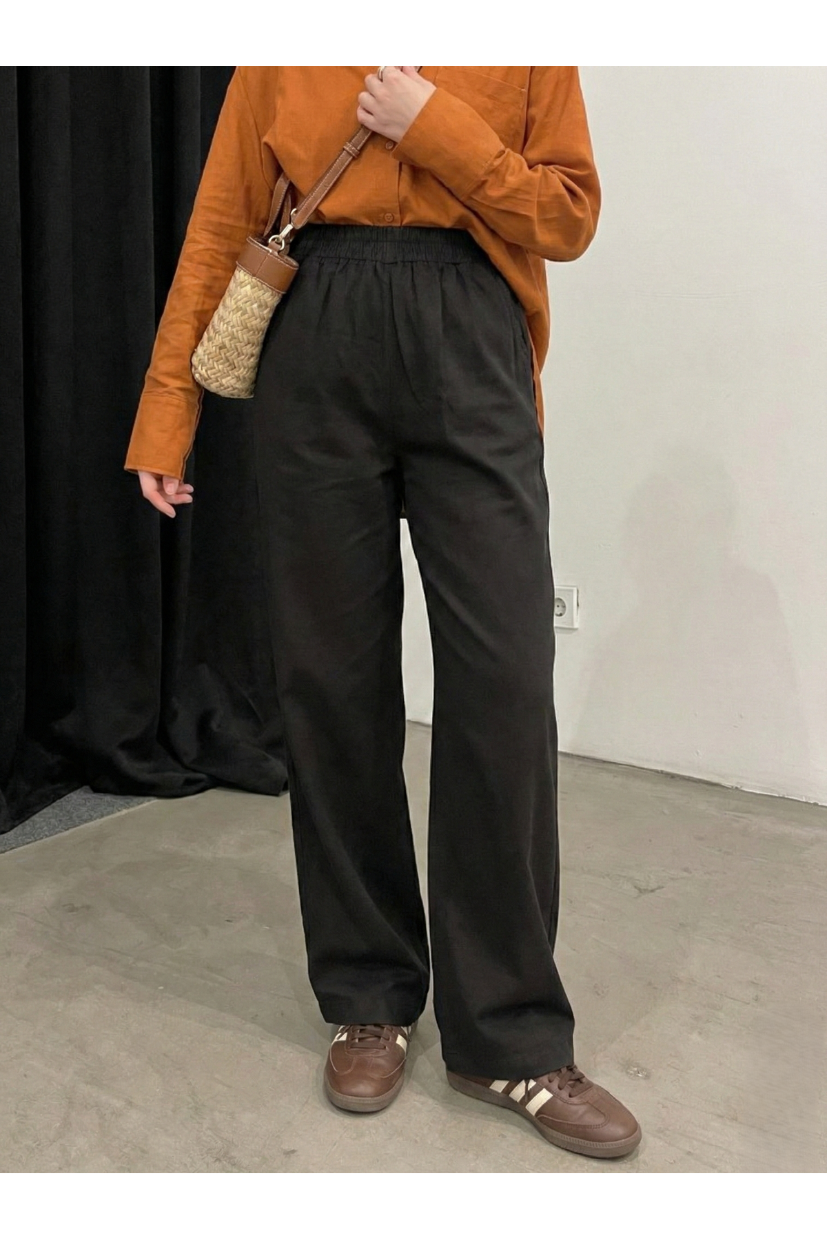 Cep Detay Pantolon-Siyah