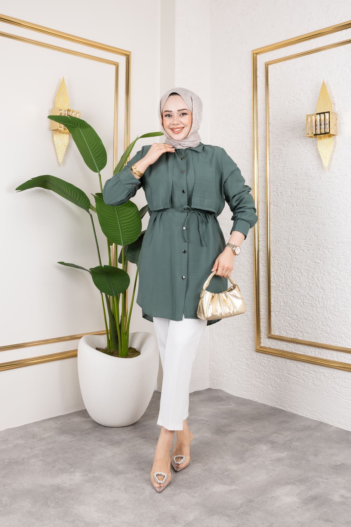 Aller Detay Tunik-Haki