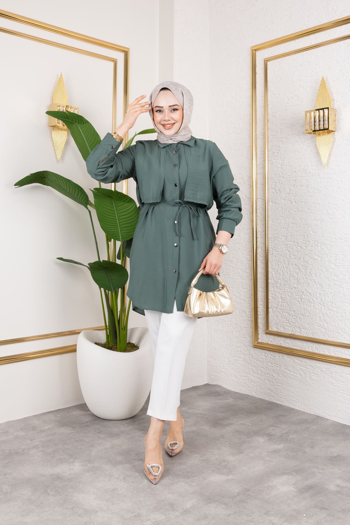 Aller Detay Tunik-Haki