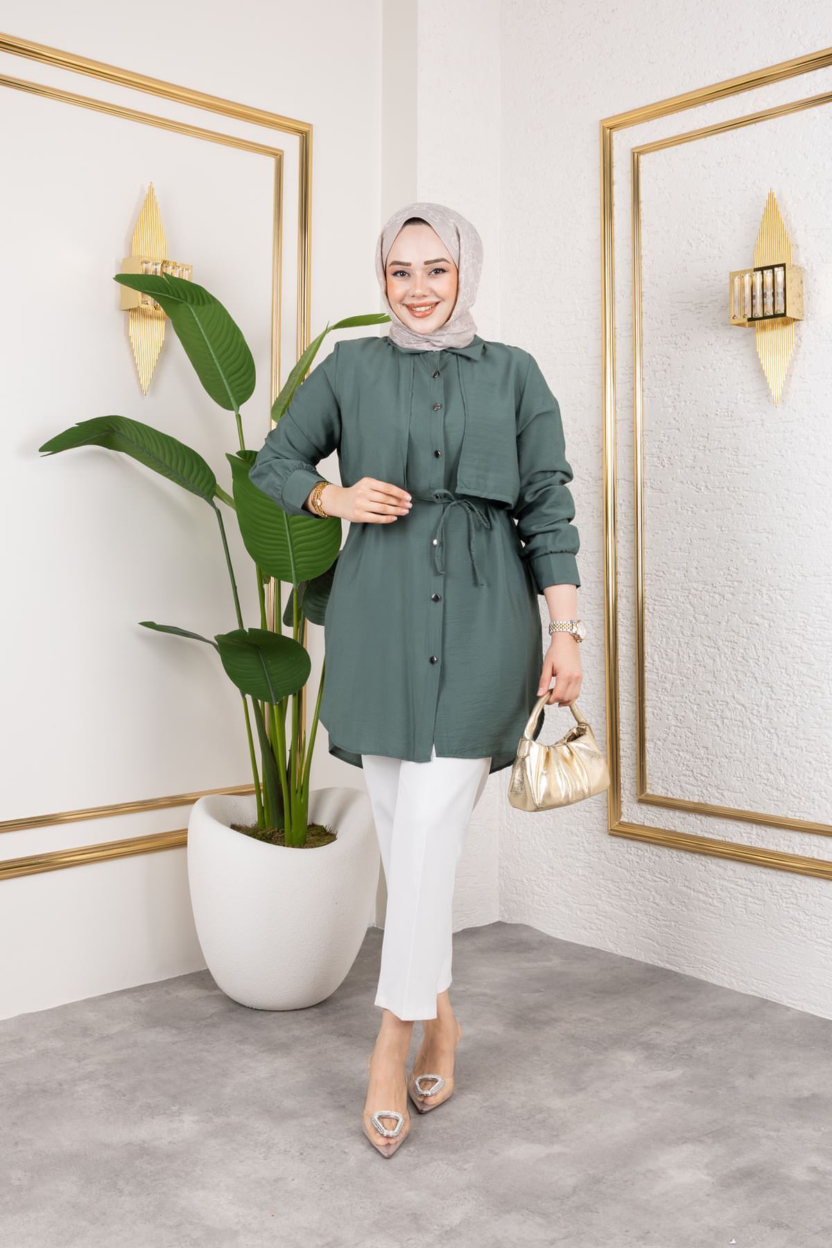 Aller Detay Tunik-Haki