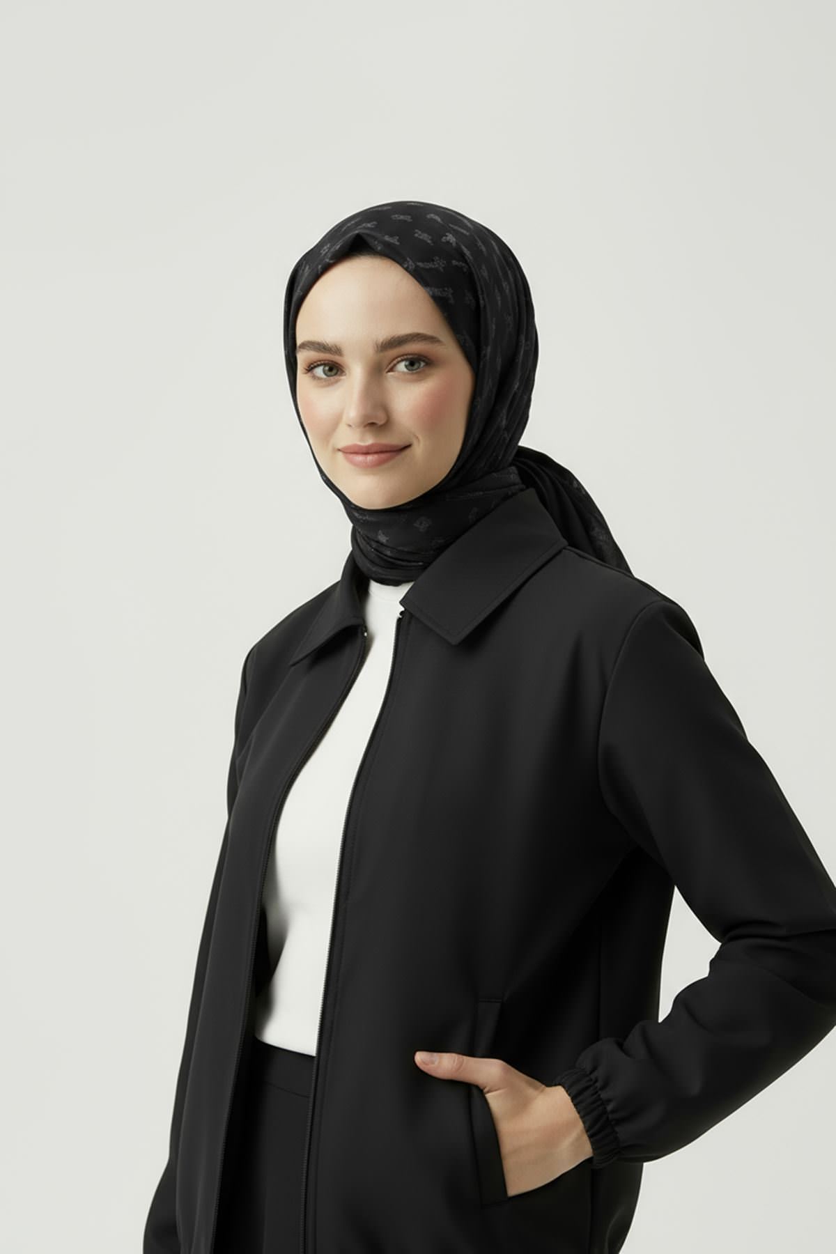 Flota Cep Fermuar Detay Trençkot-Siyah