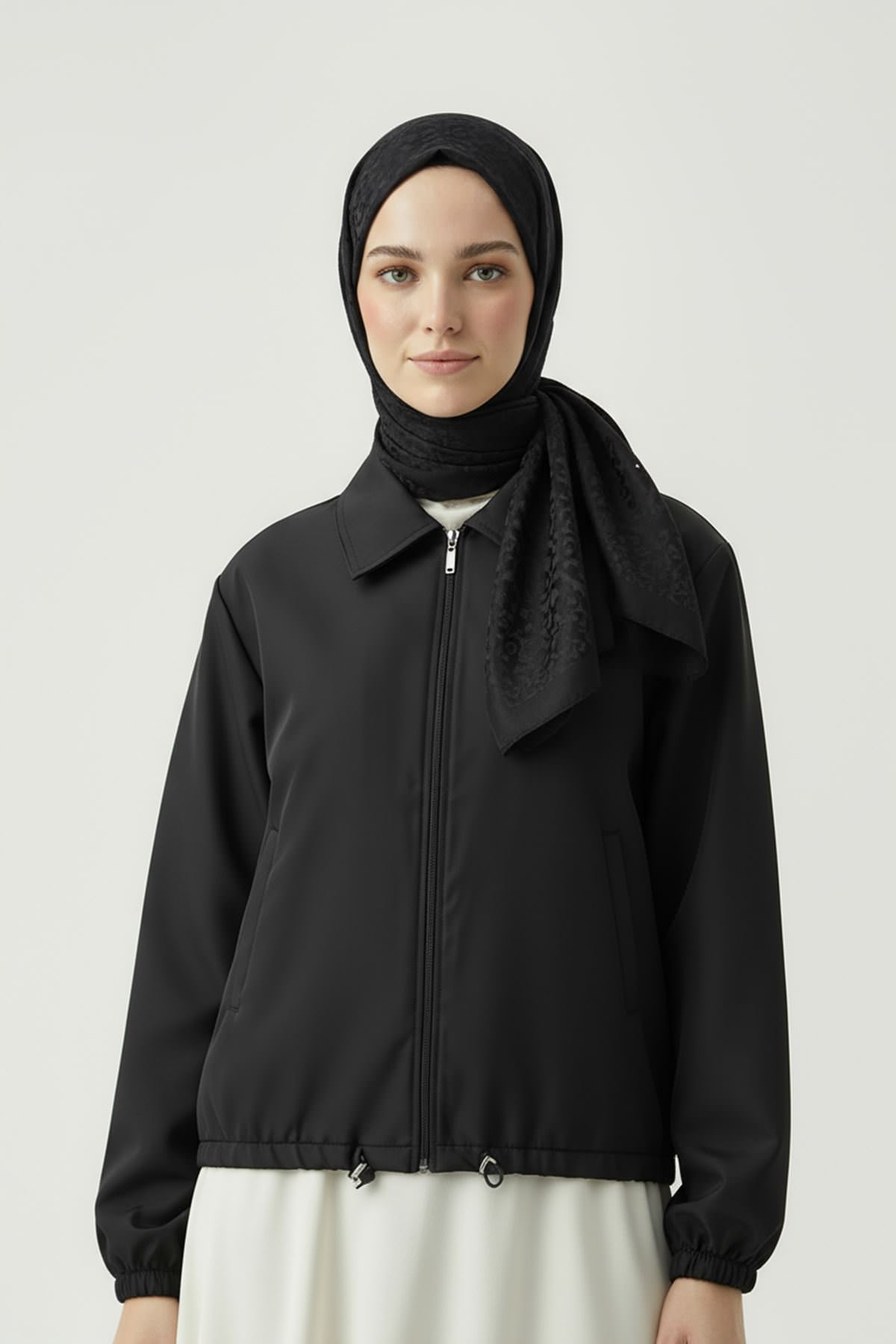 Flota Cep Fermuar Detay Trençkot-Siyah