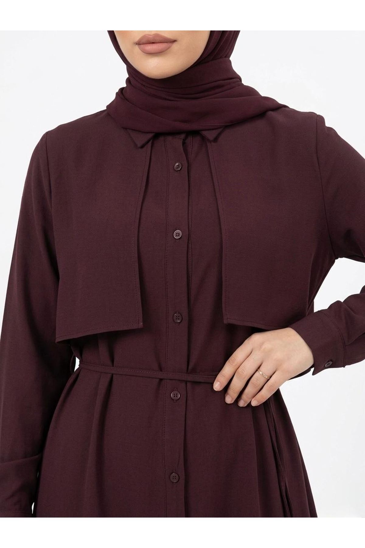 Aller Detay Patlı Elbise-Bordo