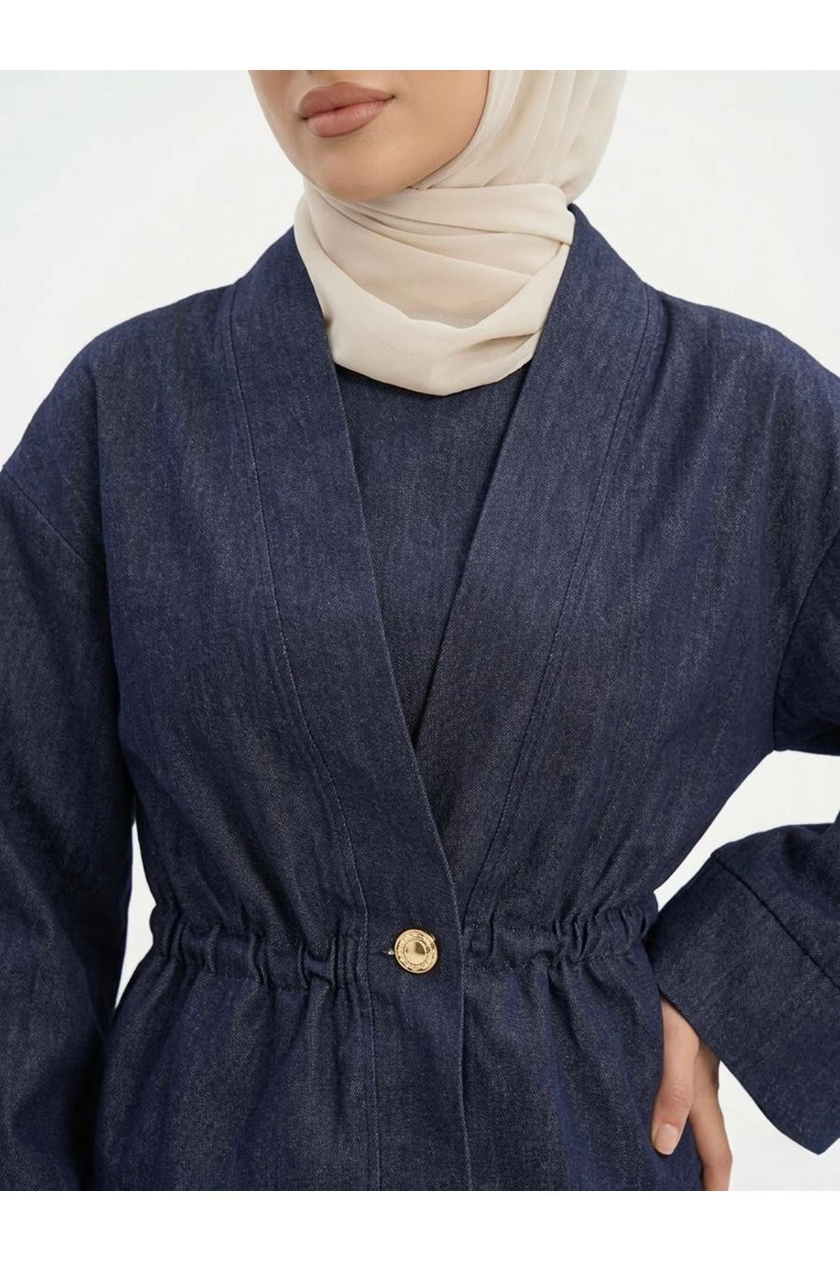 Ceket Detay İkili Elbise-Lacivert