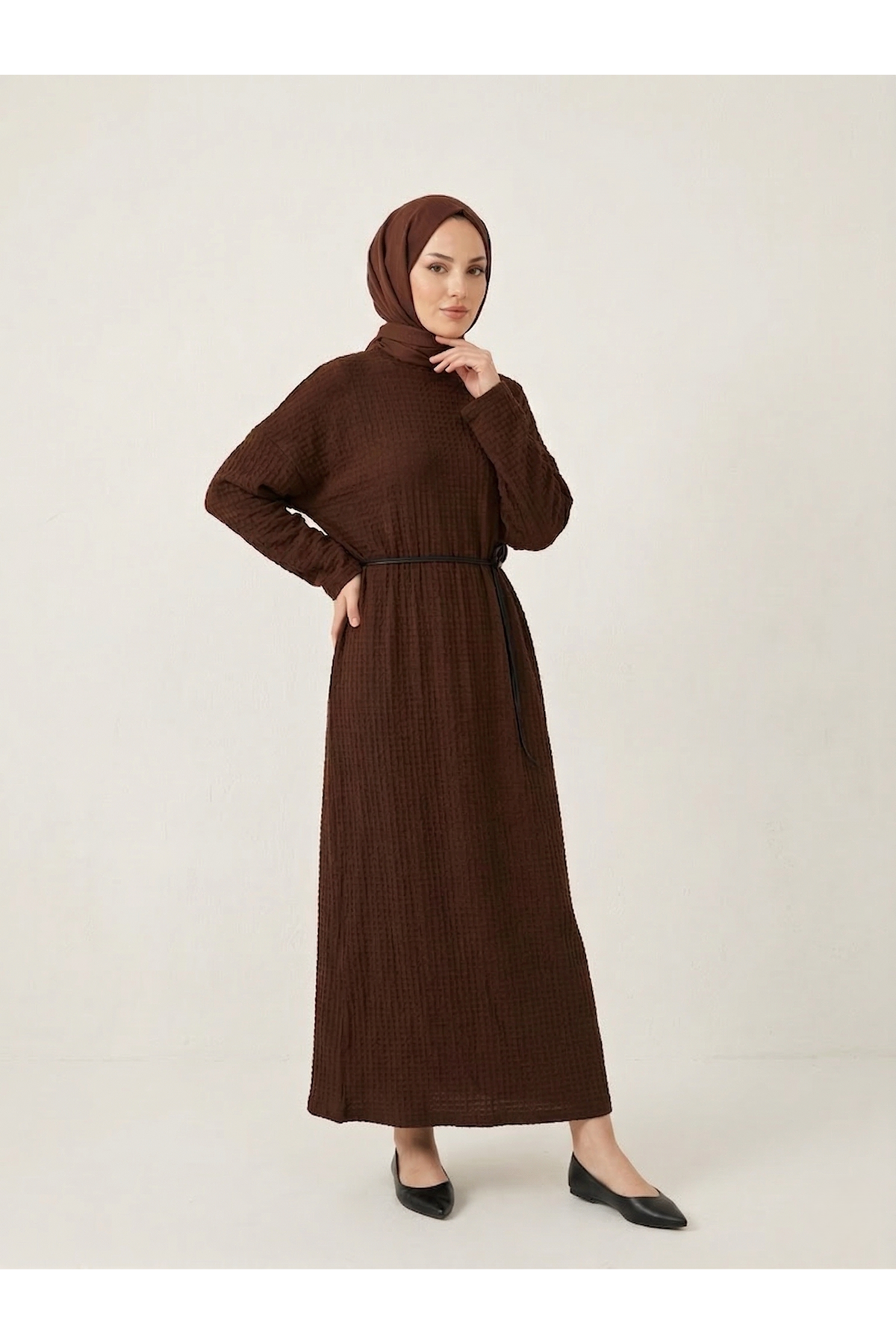 Örme Elbise-Kahve