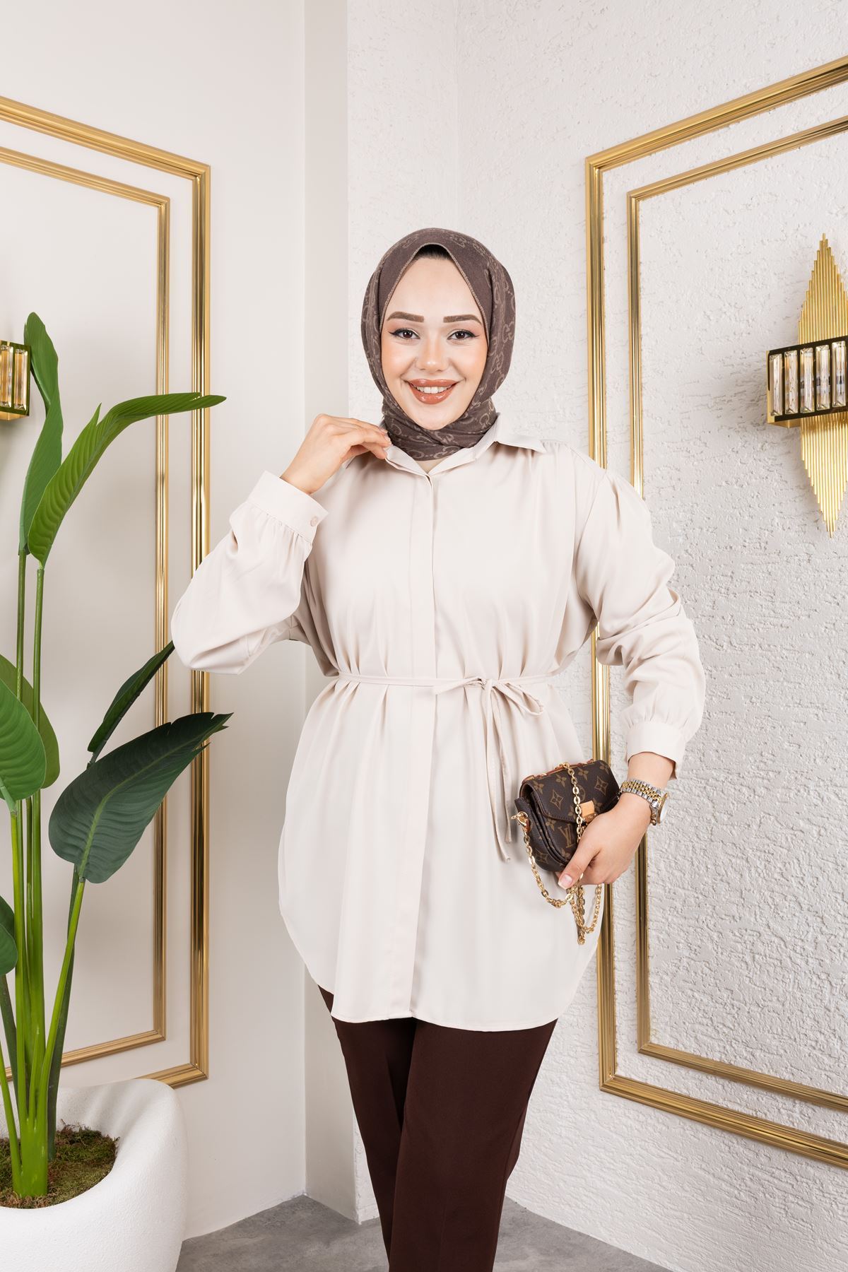 Omuz Büzgü Detay Tunik-Taş