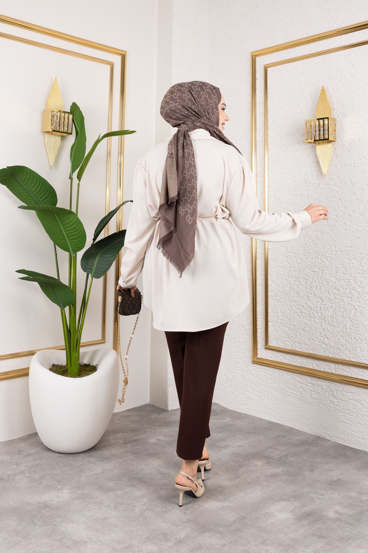 Omuz Büzgü Detay Tunik-Taş