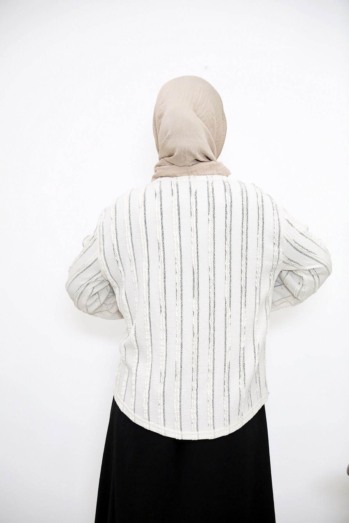 Pileli Ön İki Bağlamalı Tunik-Bej