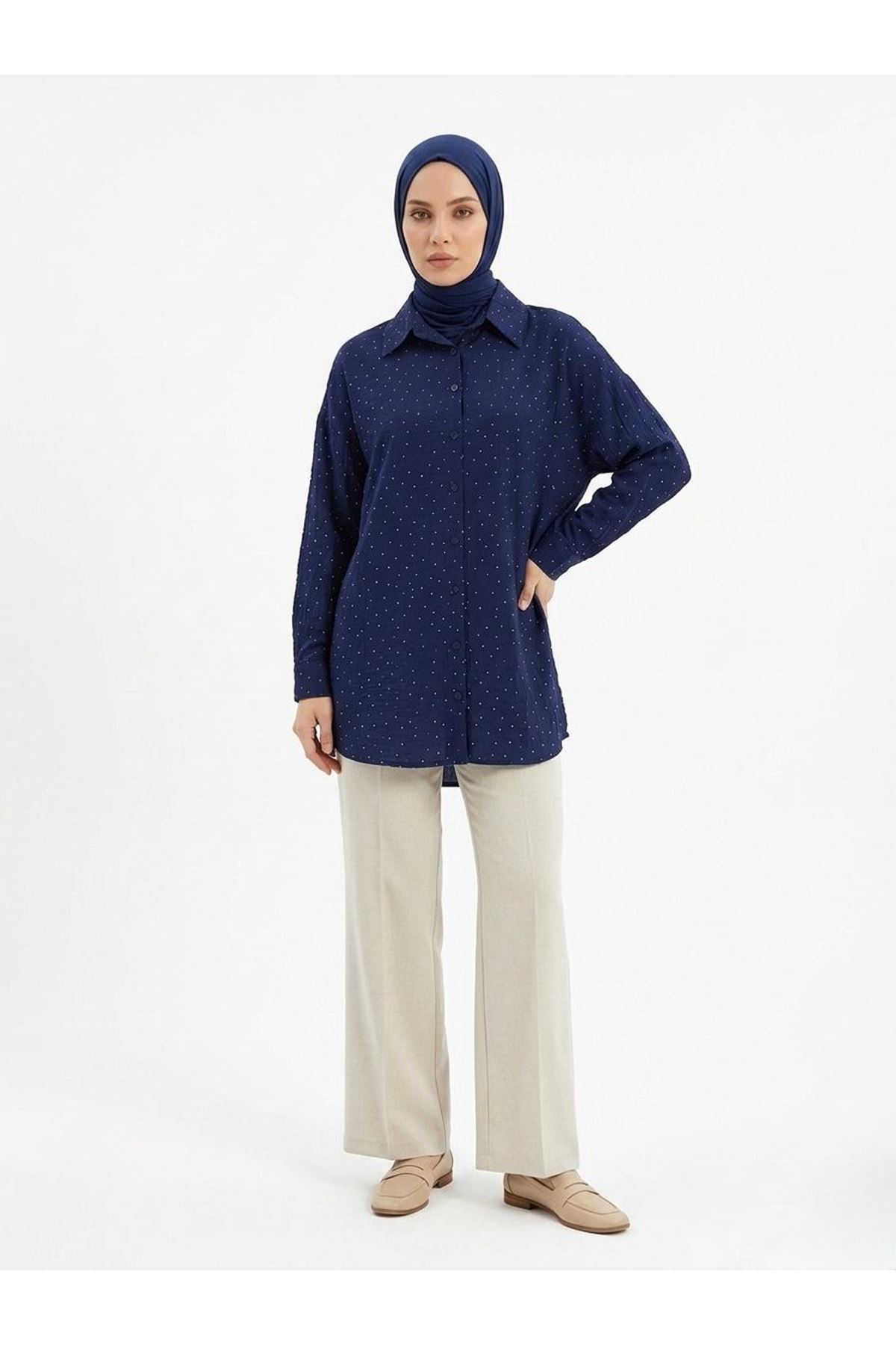 Taş Detay Tunik-Lacivert
