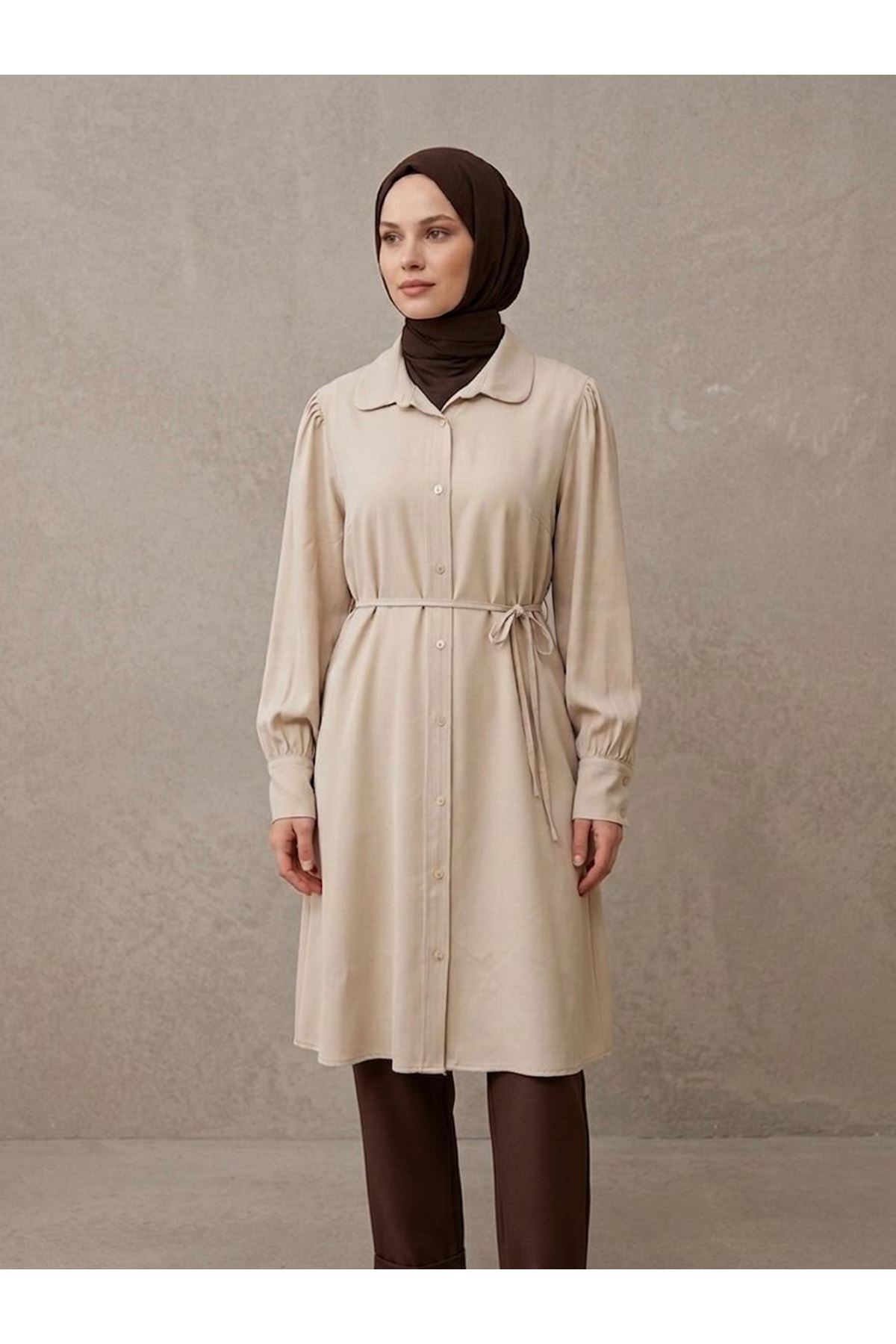 Bebe Yaka Omuz Kol Büzgülü Tunik-Taş