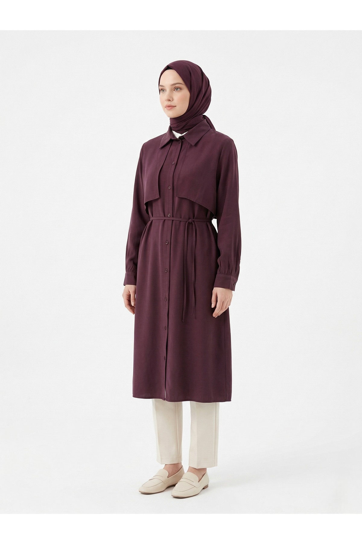 Çift Taraflı Aller Uzun Tunik-Bordo