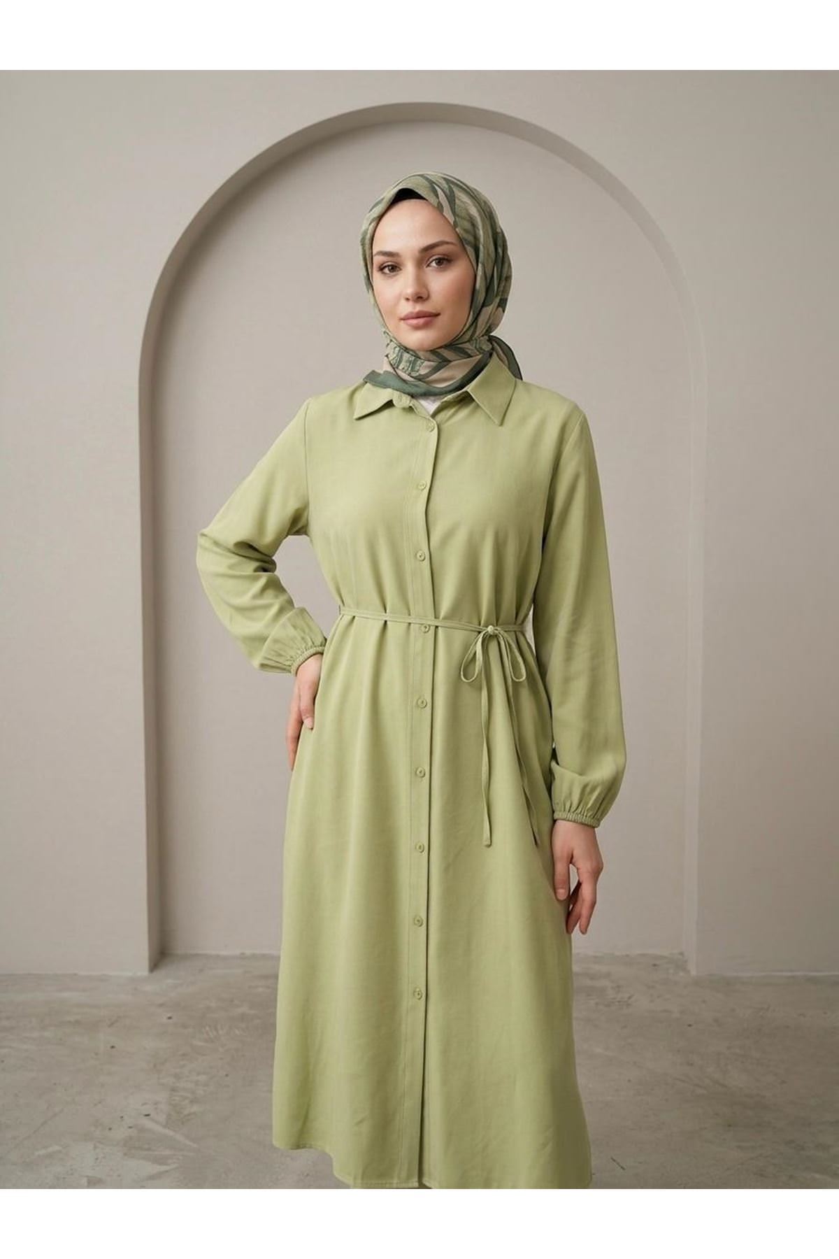 Uzun Tensel Tunik-YAĞ YEŞİLİ