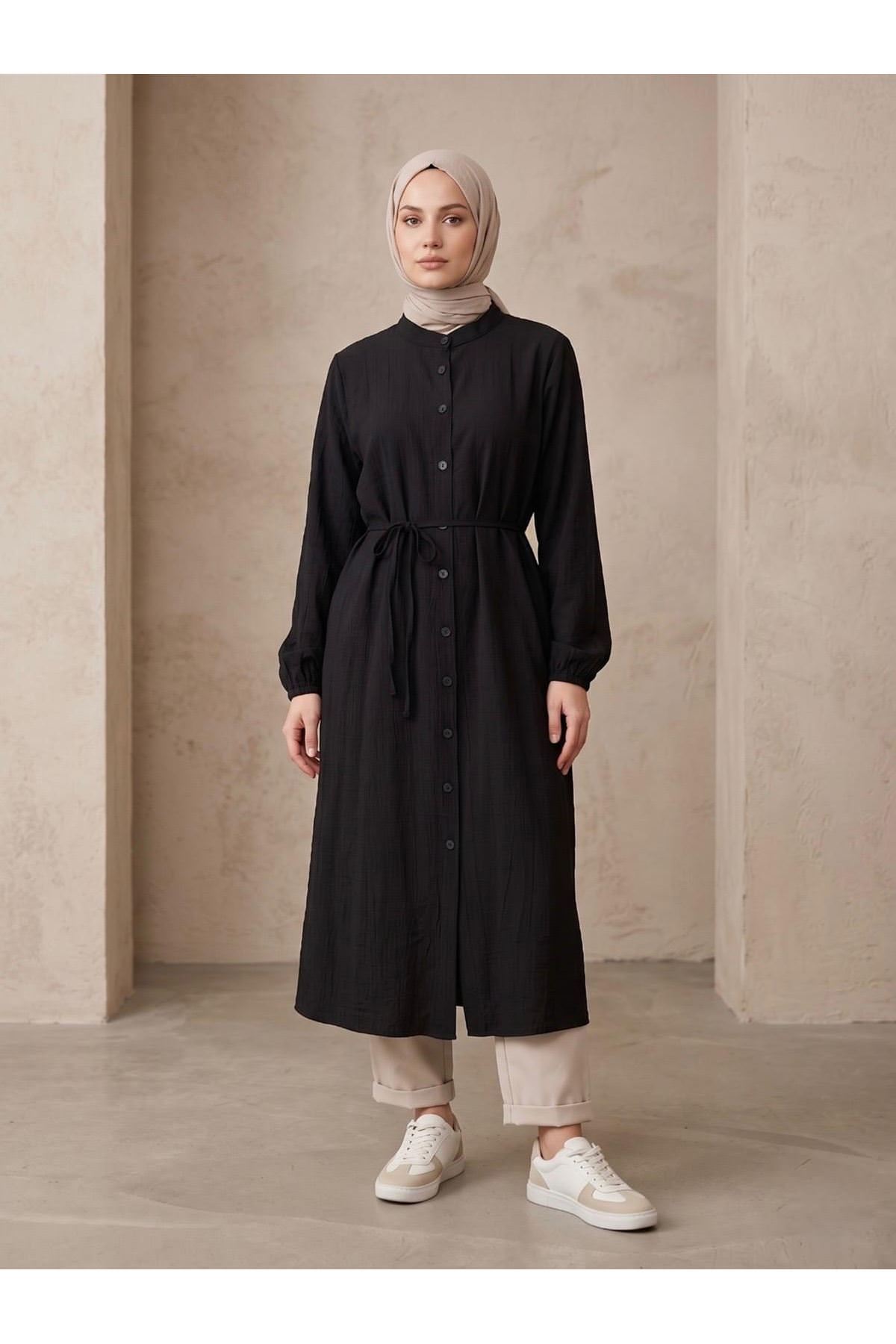 Hakim Yaka Uzun Tunik-Siyah
