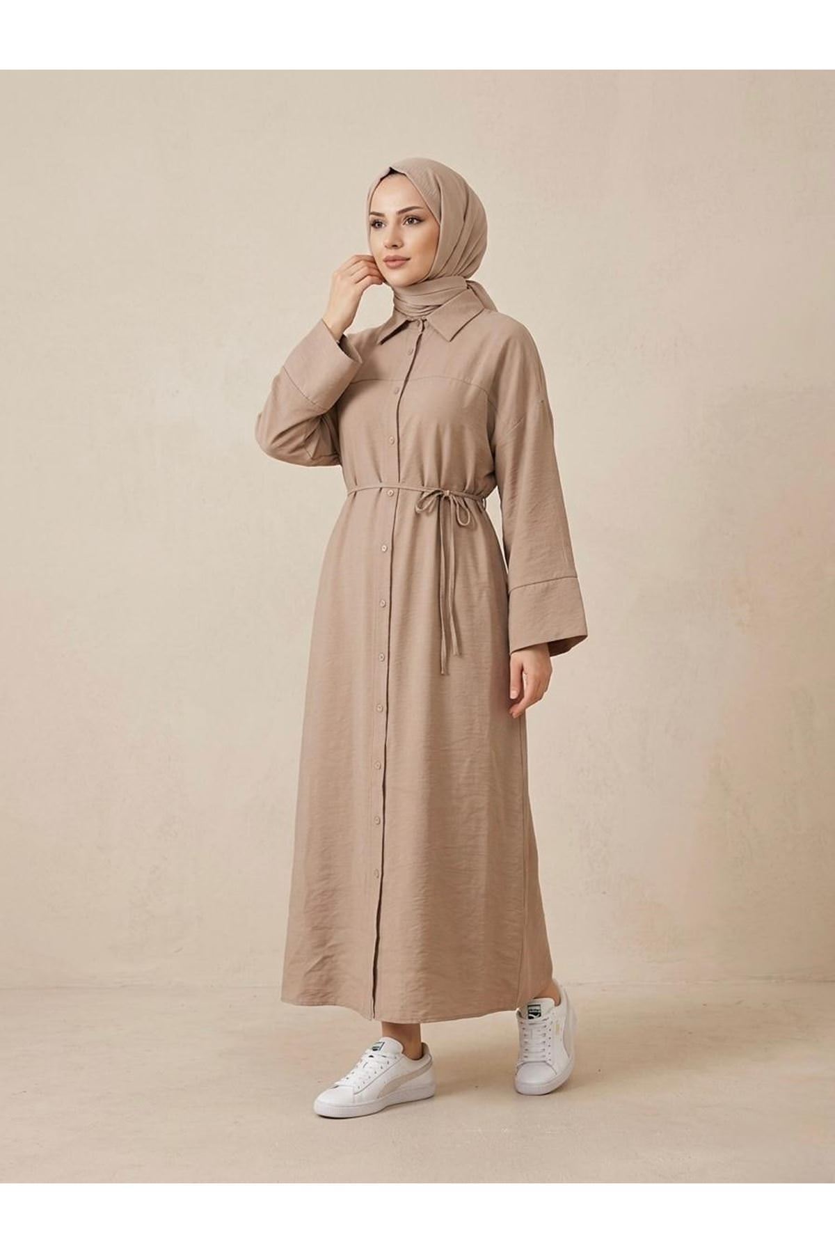Ön Roba Detay Takma Manşet Elbise-Vizon