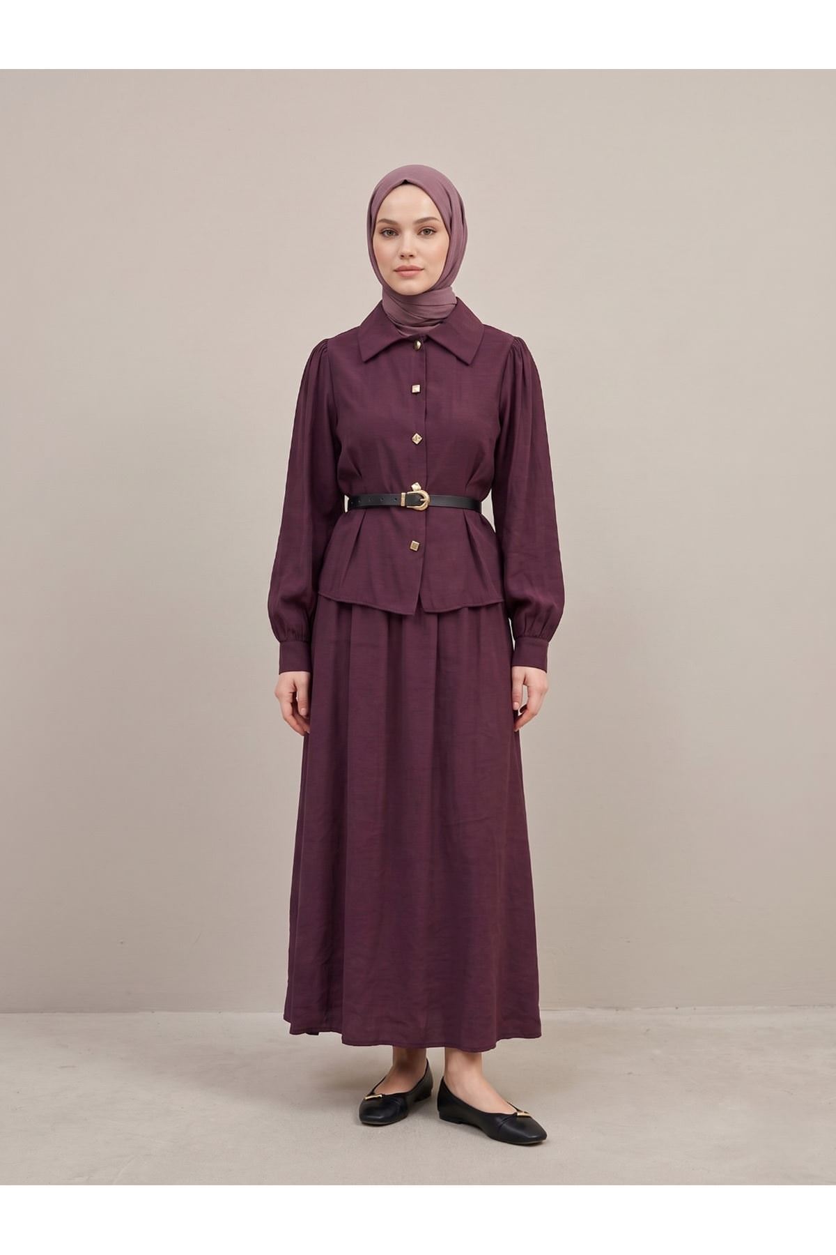 Ön Pensli Etekli Takım-Bordo