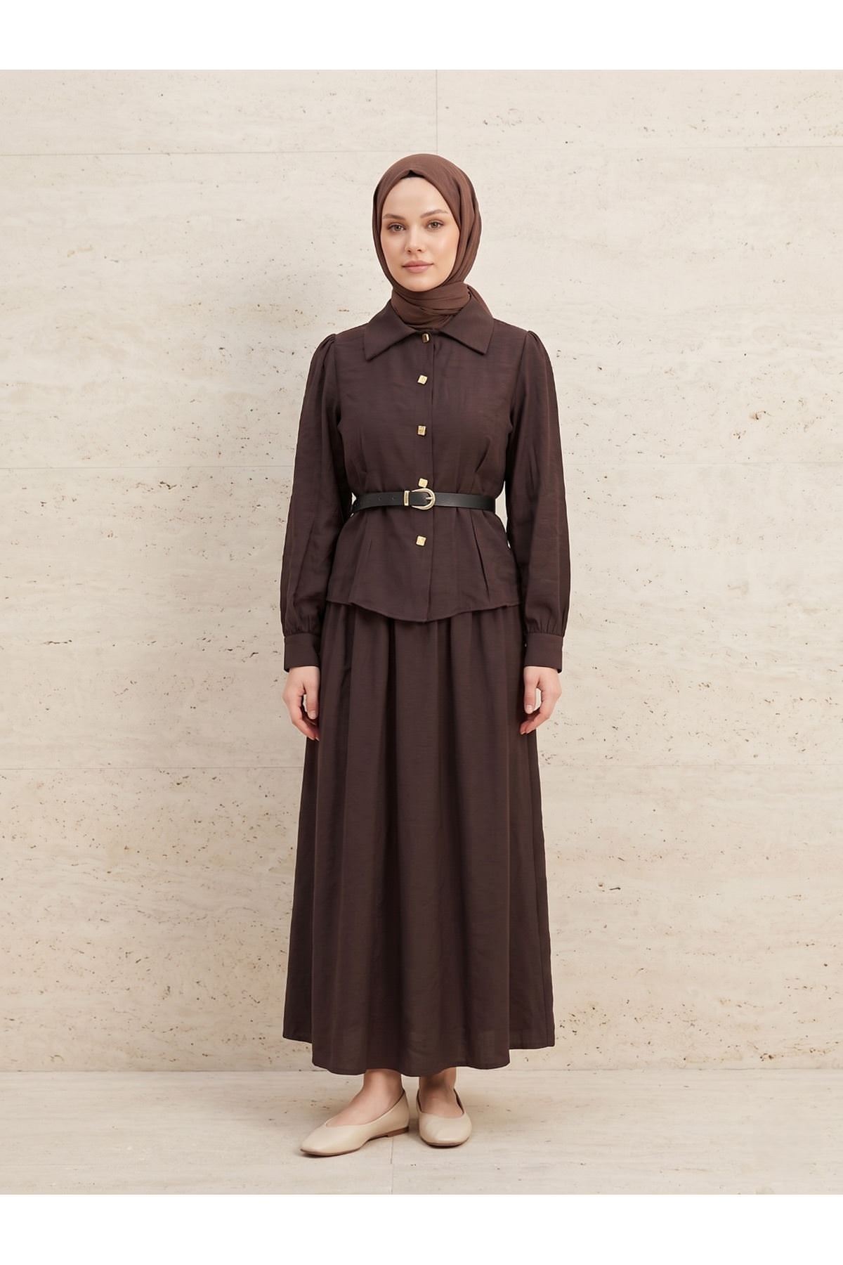 Ön Pensli Etekli Takım-Kahve